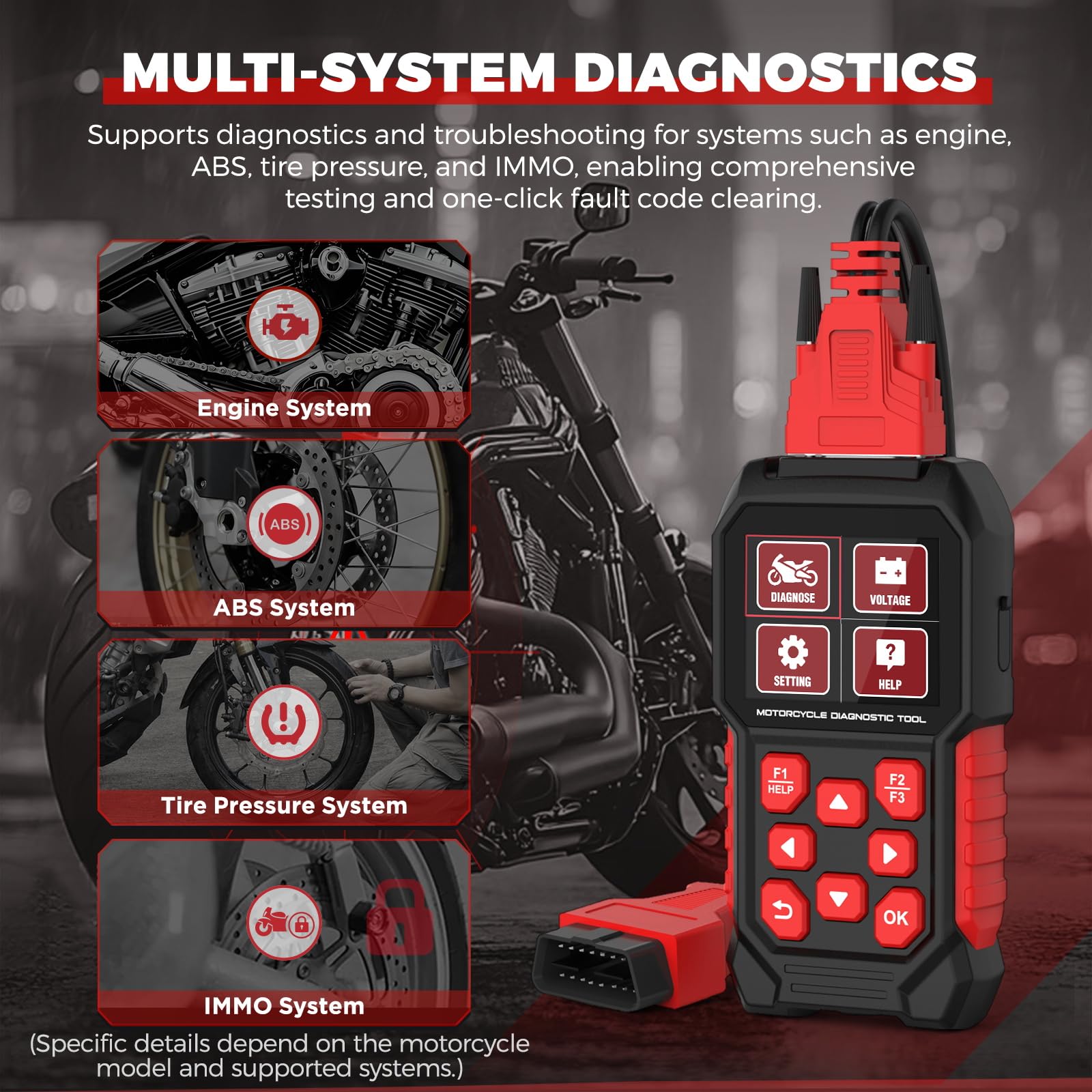 MRCARTOOL Appareil de Diagnostic de Moto OBD2 Scanner de Moto pour Kawasaki Honda Yamaha Triumph KTM EU Outil de Analyseur Diagnostic d'erreurs Codes Mémoire des Erreurs Lecture de Moto