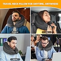 Vista 4 de Rewondah Almohada inflable de viaje para avión dormido, almohada inflable para el cuello para viajar en avión con funda lavable, almohada de viaje