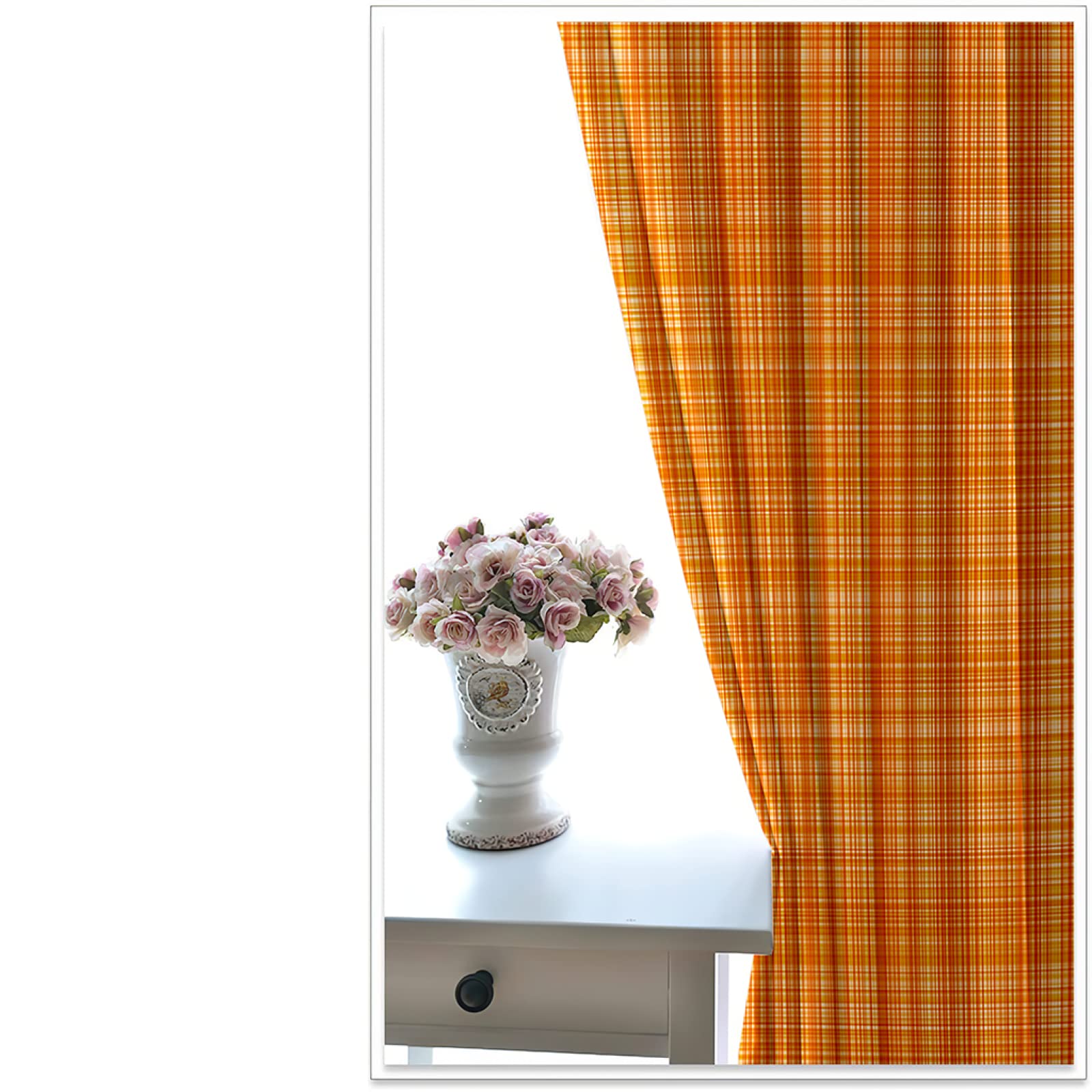 Pomarańczowa linia wzór drukowane perforowane zasłony zaciemniające do salonu zasłony do sypialni zaciemniające 90% można prać w pralce,55"W X 45"L
