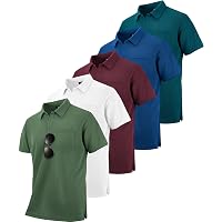 JACKETOWN 5er Pack Polo da Uomo Maniche Corte Maglietta T Shirt Funzionali Estive 4 Vie