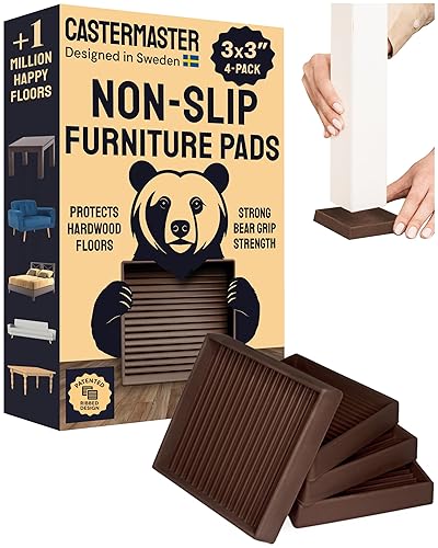 CasterMaster Non-Slip Rubber Furniture Pads - 3 in x 3