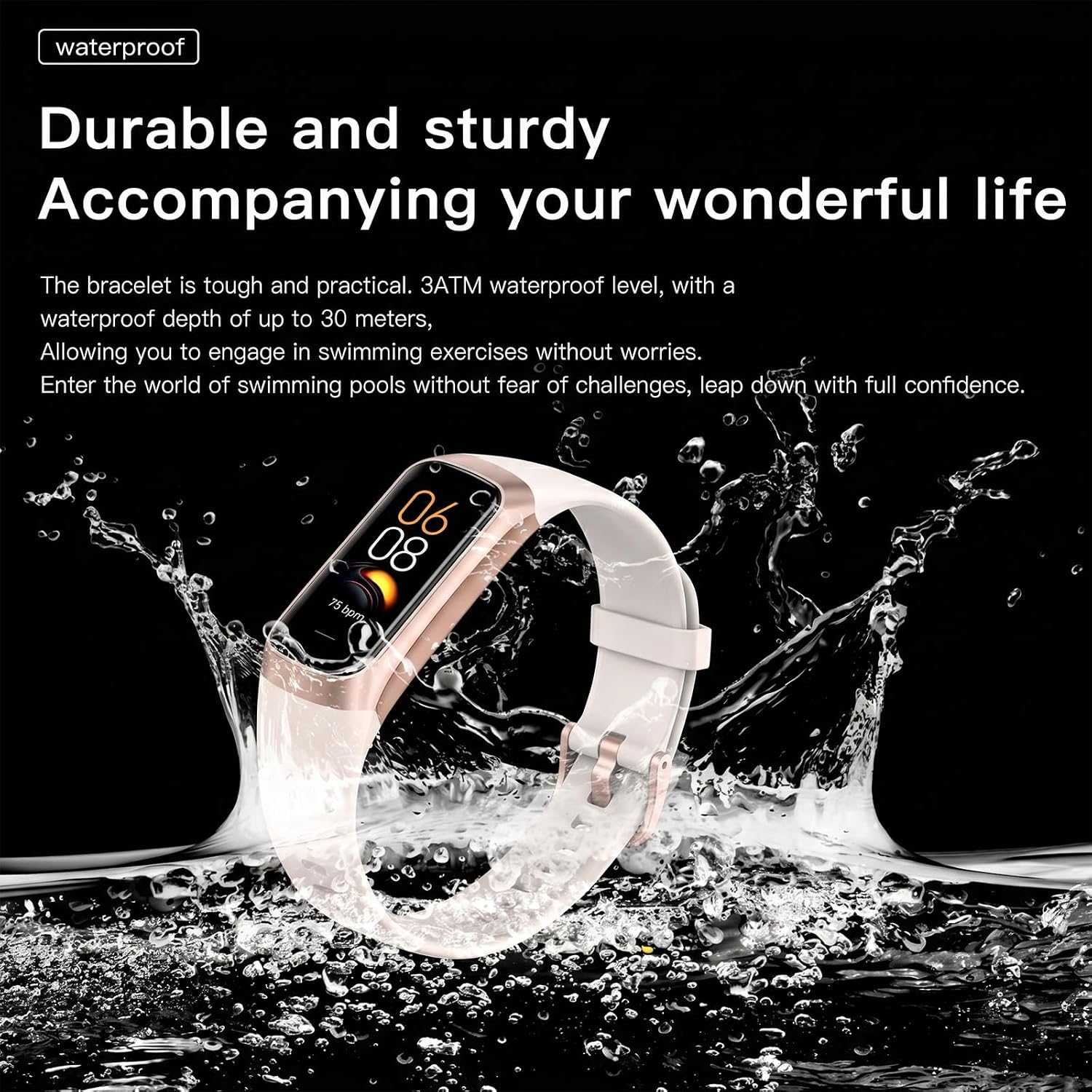 Fitness Smart Watch 1.10 Inch AMOLED HD Screen, 25 Sport Modes, 5ATM Waterproof, Heart Rate Blood Pressure Sleep Tracker, Magnetic Charging Smart Bracelet for Men Women(White) 6 81mlvnOcotL. AC SL1500