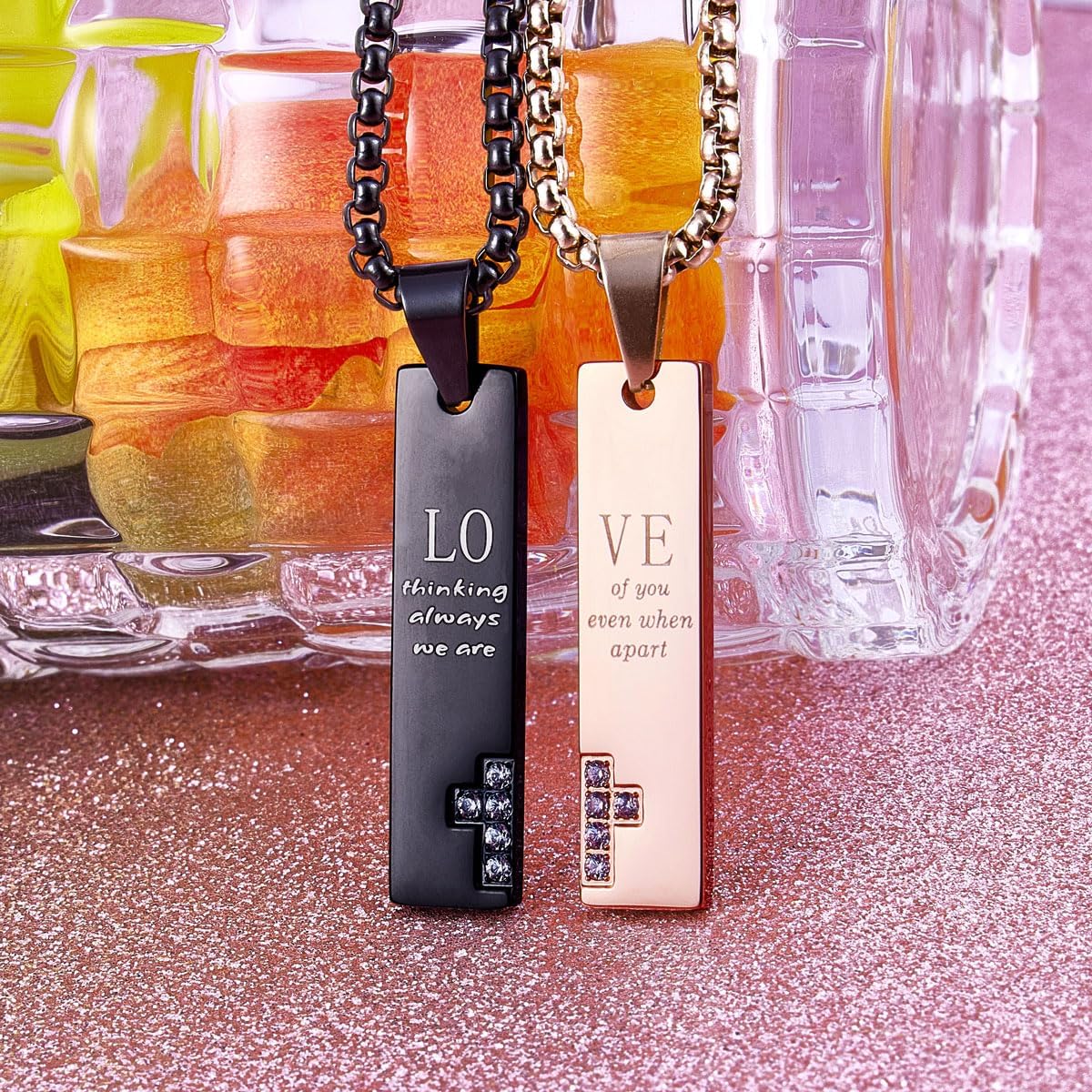 Wolentty Couple His Hers Distance Necklaces for Valentines Day Gift