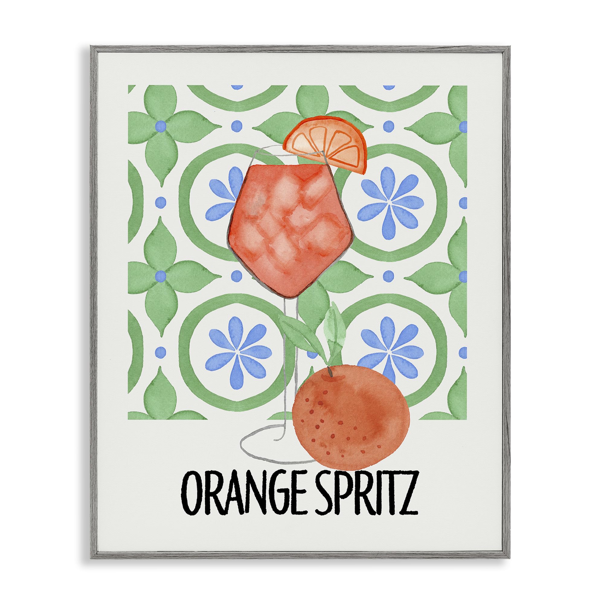 Stupell Industries Farmhouse Gray (Textured) Orange Spritz Kitchen Cocktail, 24 X 30 Inch Framed Giclée Print