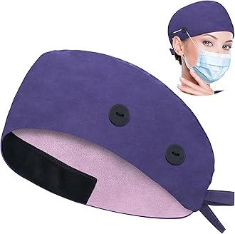 ABAMERICA Working Caps with Button and Sweatband, Adjustable Working Hats for Women Men, One Size(Tie Back or Toggle)