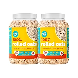 Yogabar ROLLED OATS 2kg | Gluten-Free, High-Fibre Wholegrain Oats, Easy-to-Cook
