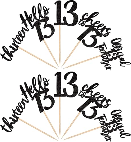 Vista 185 de 30 piezas de decoración negra para cupcakes de cumpleaños número 15 con purpurina de quince Hello 15 para cupcakes Mis membrillo a 15 años