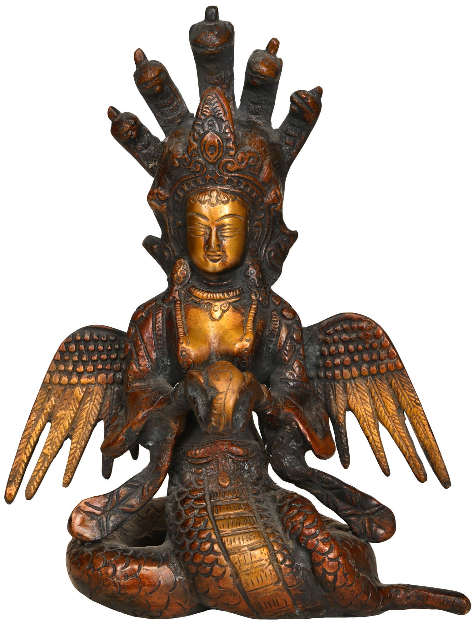 Naga Kanya Serpent Maiden double chola sculpture hindoue 21cm pour collectionneur