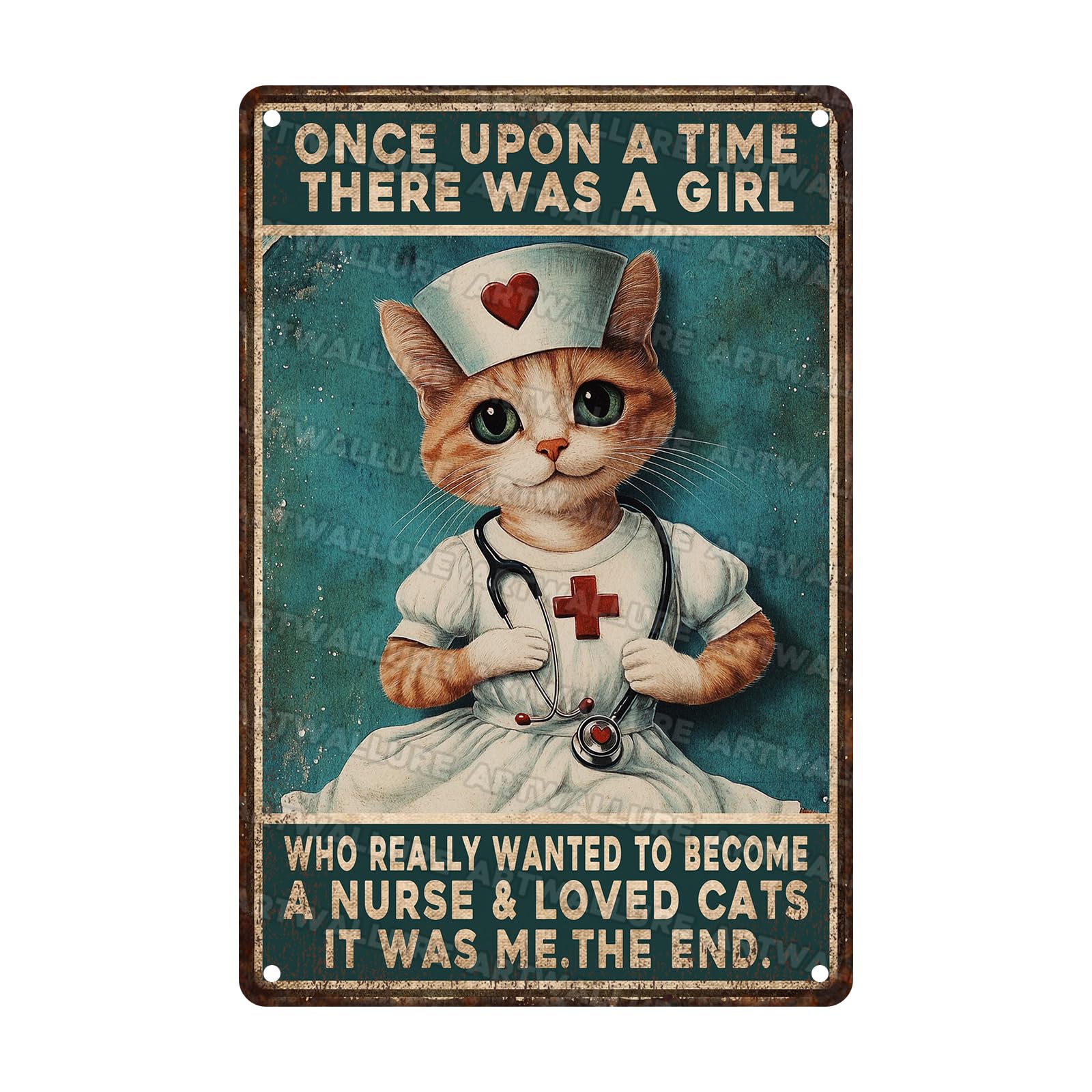 Cat Nurse Metal Tin Sign Rustic Wall Decor Retro Kitchen Bar Garage Man Cave Art Metal Plaque Iron Poster Farmhouse Wall Art 8x12inch