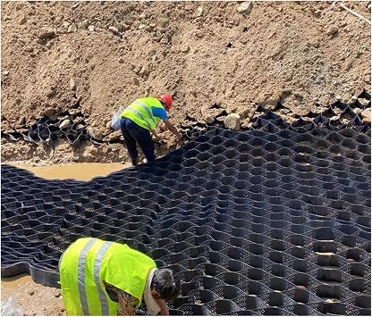 Pea Gravel Grid Paving Stabilizer,Polyethylene Honeycomb Geocell HDPE Permeable Pavers,Gravel Grid Ground Grid,for Park Garden Walkway Pathway,Driveways,Parking Lots,2*4m6.56*13.12ft