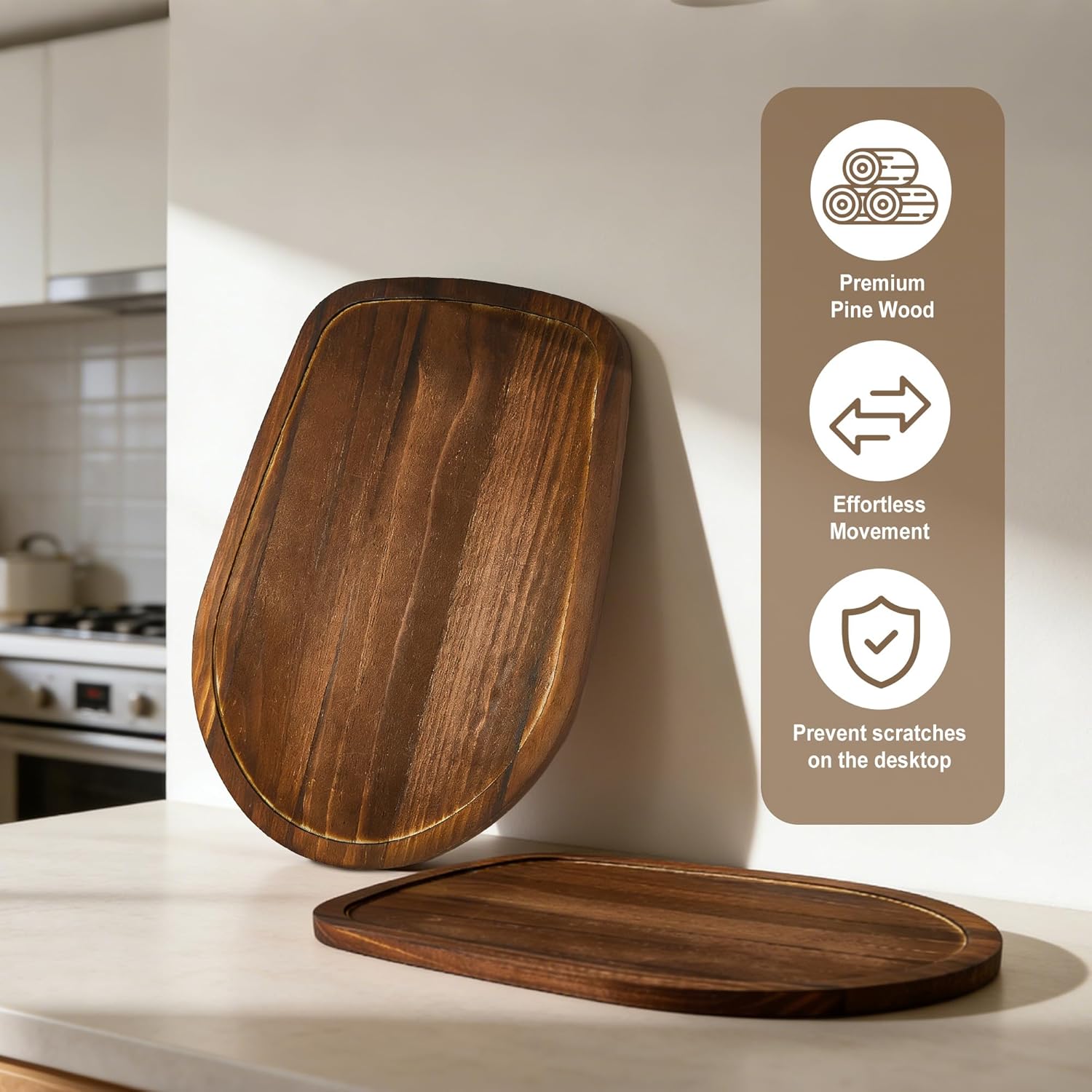 Mixer Slider Mat for KitchenAid 4.5-5 Qt Tilt Head Stand Mixers, Pine Wood Moving Tray for Kitchenaid Artisan, Storage Organizer for Kitchen Countertop Accessories and Attachments (Brown, 4.5-5 Qt)