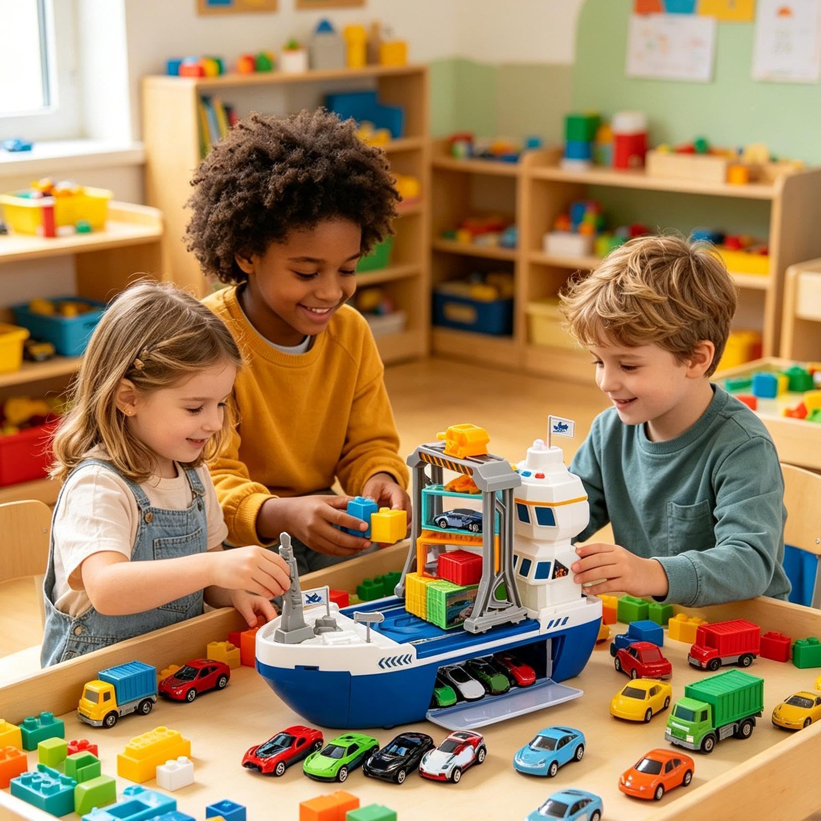 Générique Zabawka dla dzieci, imitacja samochodu wyścigowego, zabawka do łodzi z żurawiem bramowym, dla chłopców, dziewcząt, w wieku przedszkolnym, dla pasjonatów, na imprezę, spotkanie, salon