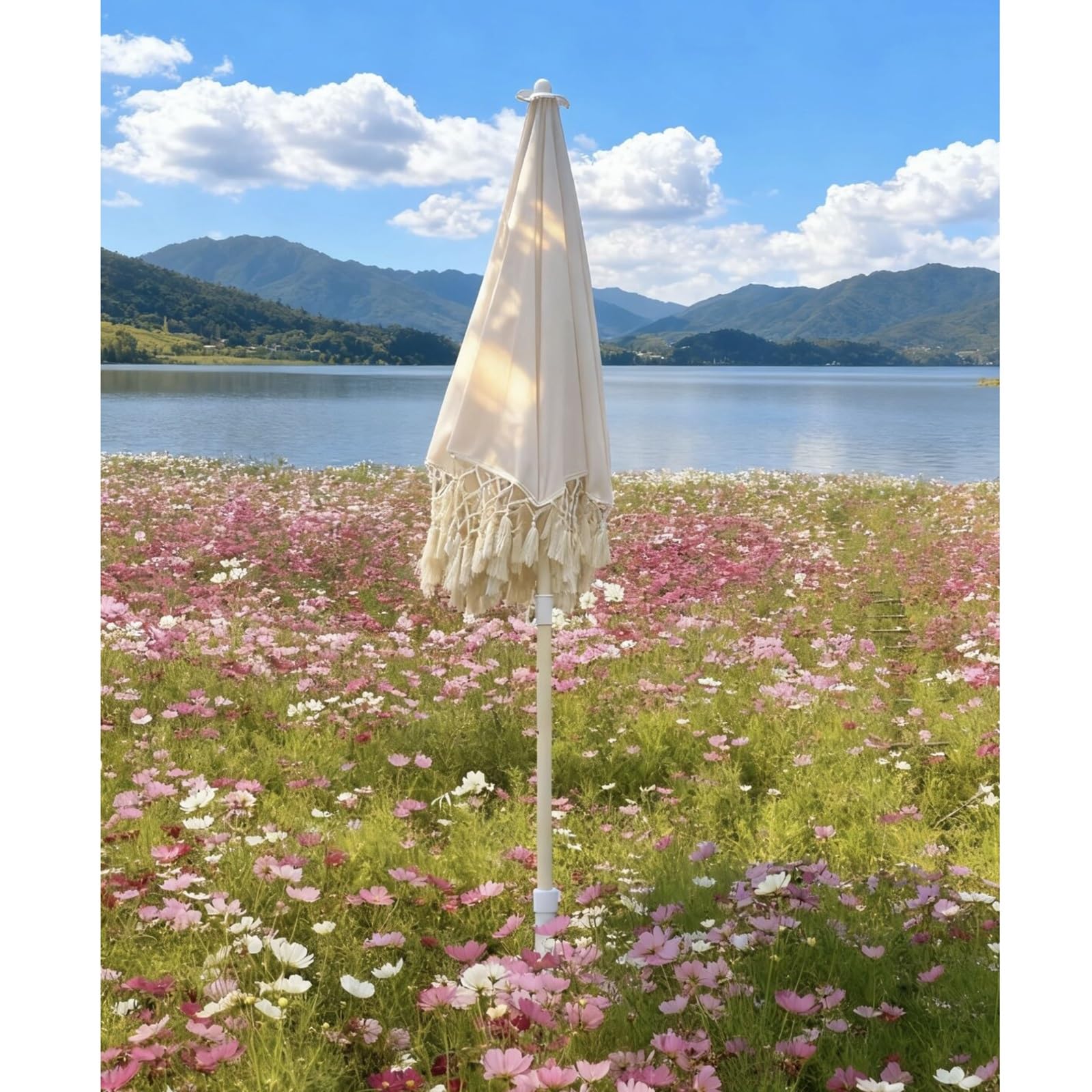 Bawełniany Trójkątny Parasol Z Frędzlami O Długości 1,6 M, Zewnętrzna Parasolka Przeciwsłoneczna I Parasol Przeciwsłoneczny, Wodoodporna Powłoka, Trwała.(2m)