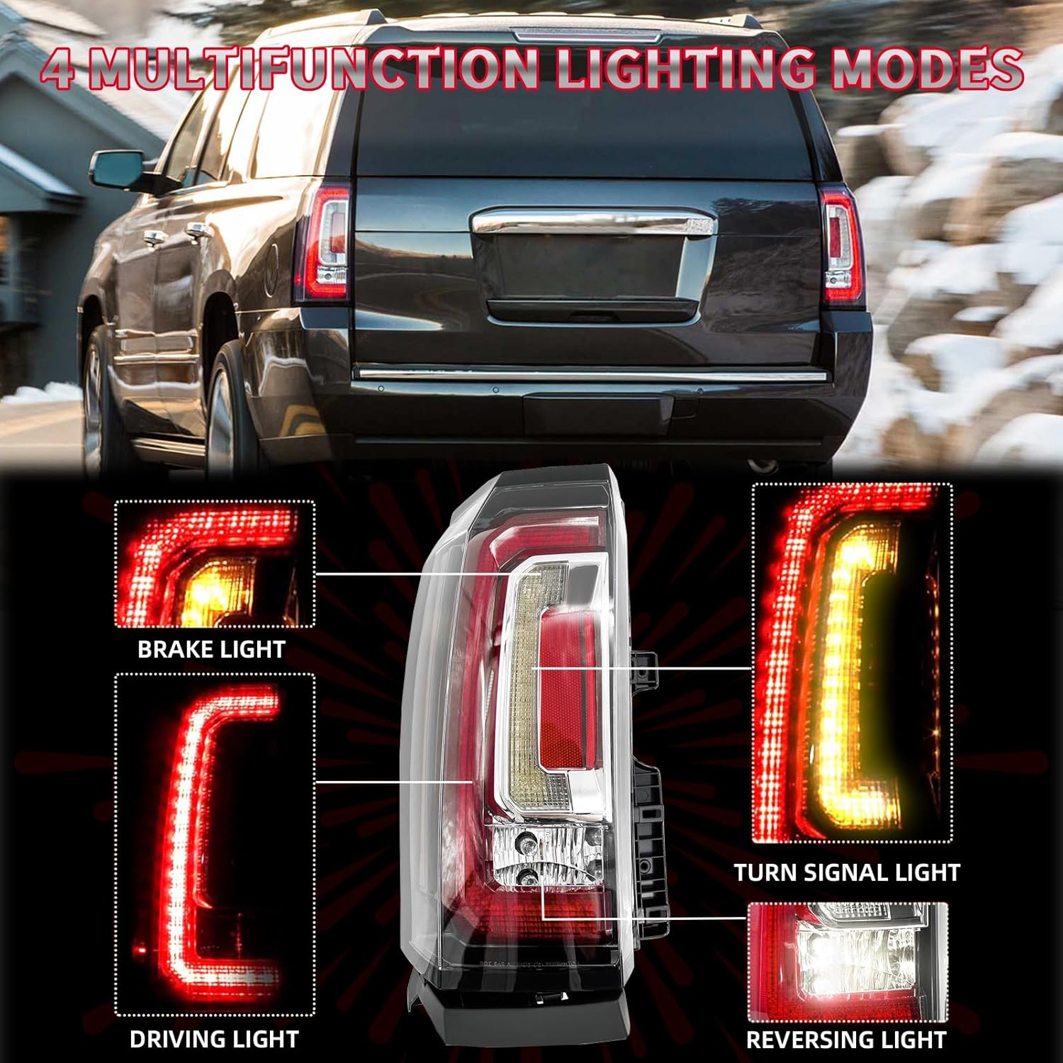 84536242 GM2800268 Tail Light Assembly Compatible with 2015-2020 GMC Yukon/Yukon XL (Denali, SLE, SLT) LED Rear Brake Lamp, Left Drivers Side GM2800268 84536242 23380459