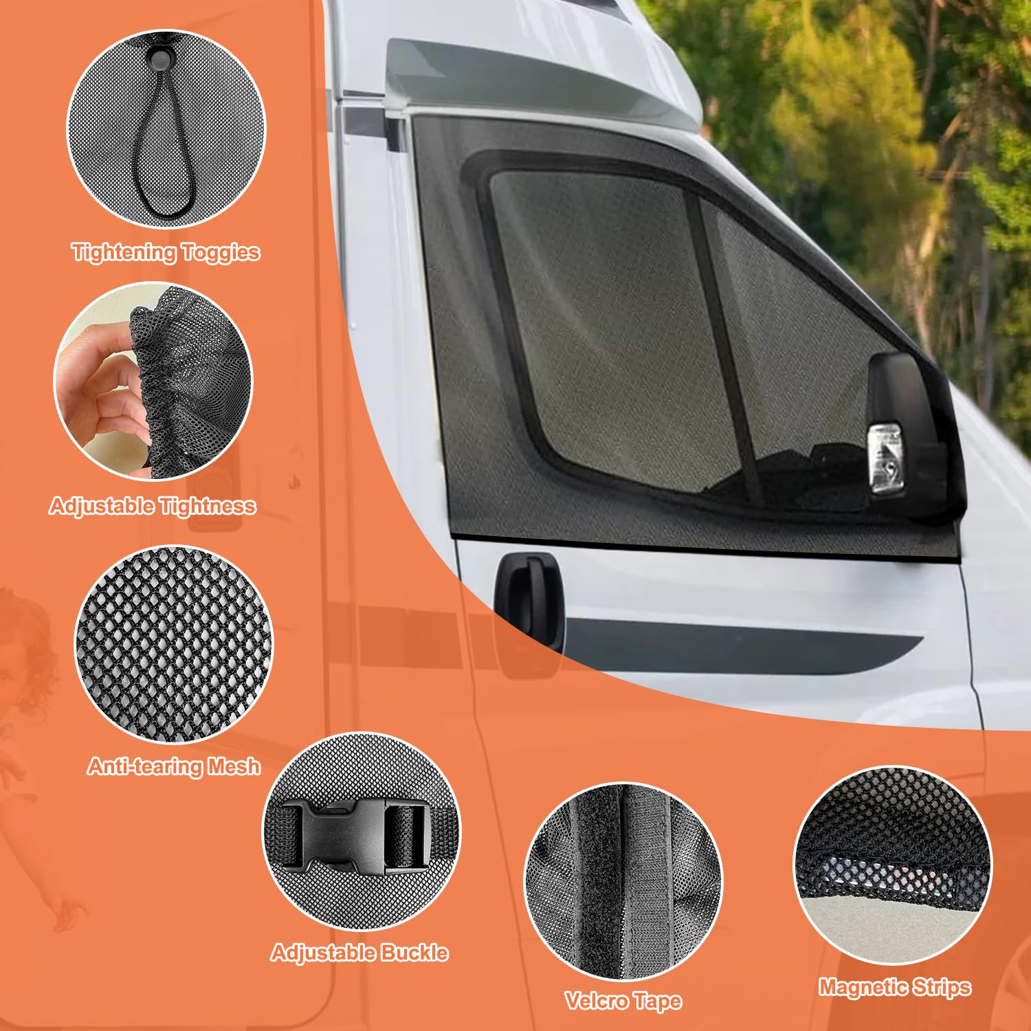 Snapklik.com : Magnetic Van Window Screens 42 X 29 Inches