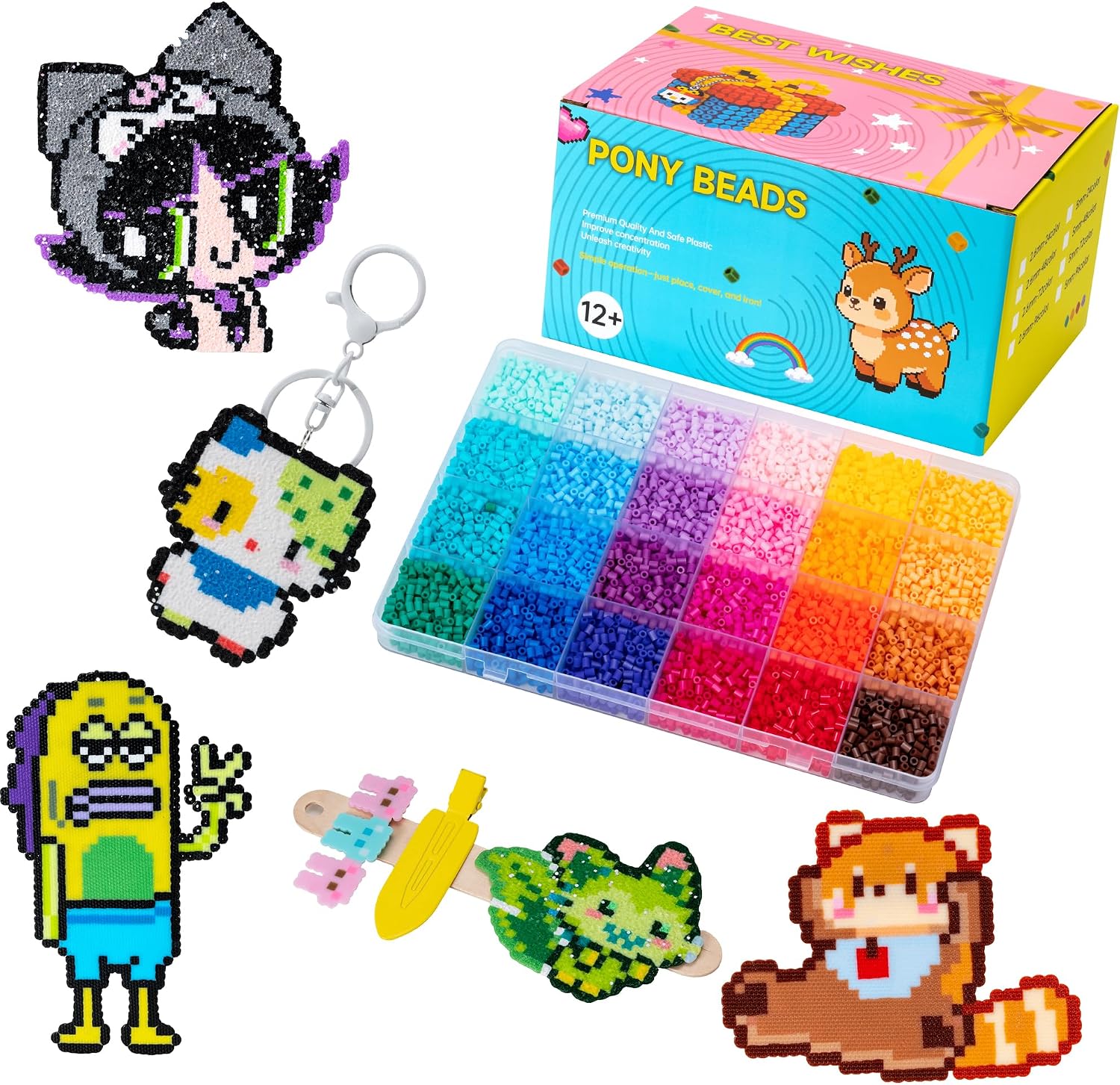 Mini Fuse Beads Kit, 14000 Pcs 2.6mm, 24 Colors Melty Beads Kit, Pixel Art DIY Ornament Making for Hobby Crafting image 3