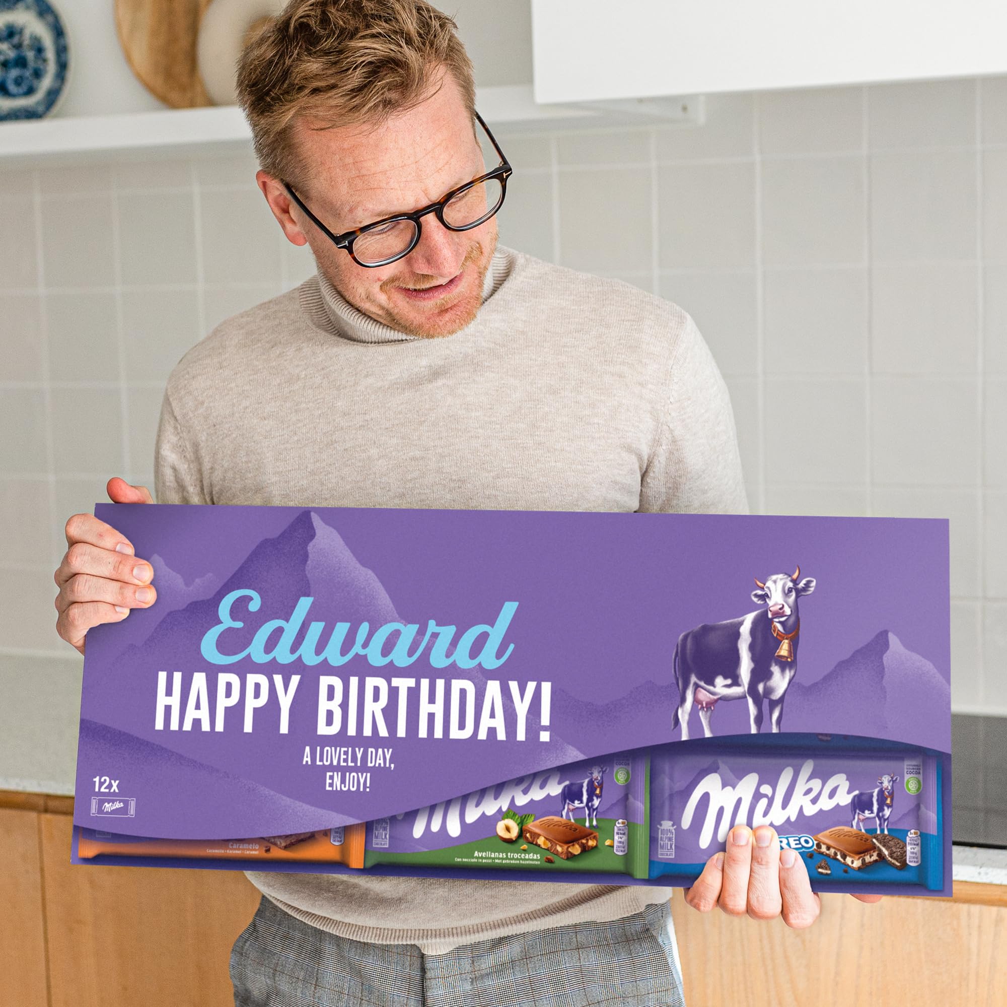 Personalised Giant Milka Chocolate Bar - XL Milka Chocolate Bar with Name and Message, 12 Delicious Chocolate Bars - Birthday & Anniversary