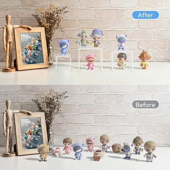 AITEE Clear Acrylic Display Risers: 2 Sets Tiered Display Stand for POP Figures Display, Jewelry Display Riser, Cupcakes Sweet Display Holder Stand, Retail Displays Bridge Showcase - 3