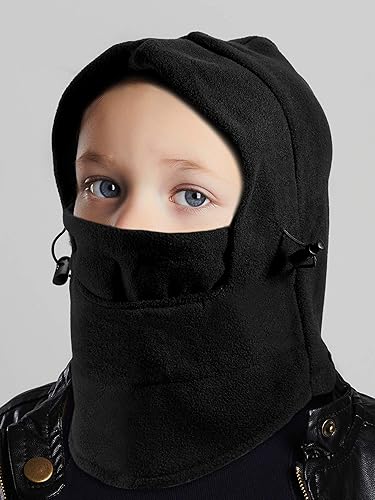 Miniatura 3 de 4 piezas de pasamontañas para niños, forro polar de invierno, máscara de esquí, doble calentador