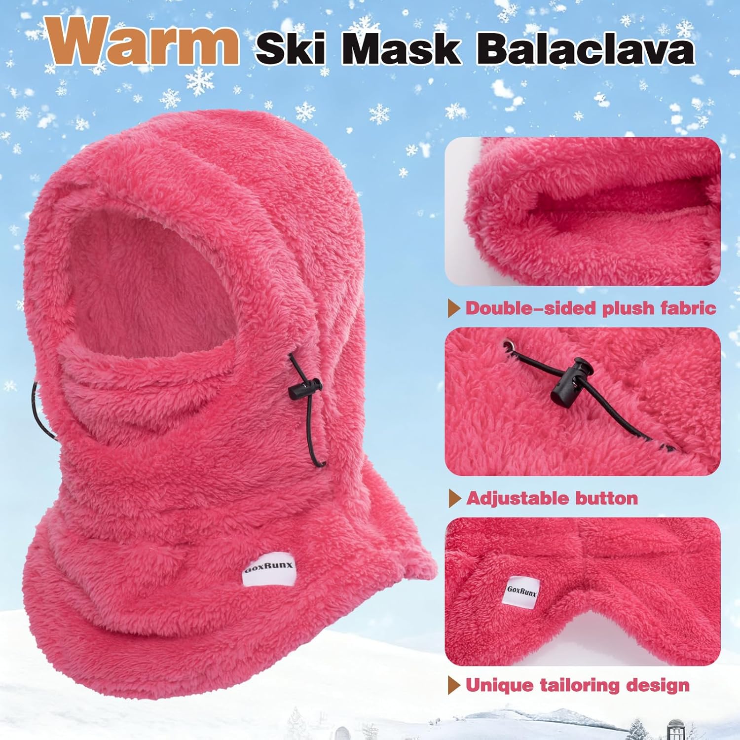 Kids Balaclava Ski Mask Windproof Hooded Face Mask Thermal Fleece Winter Hat for Boys Girls - Image 3