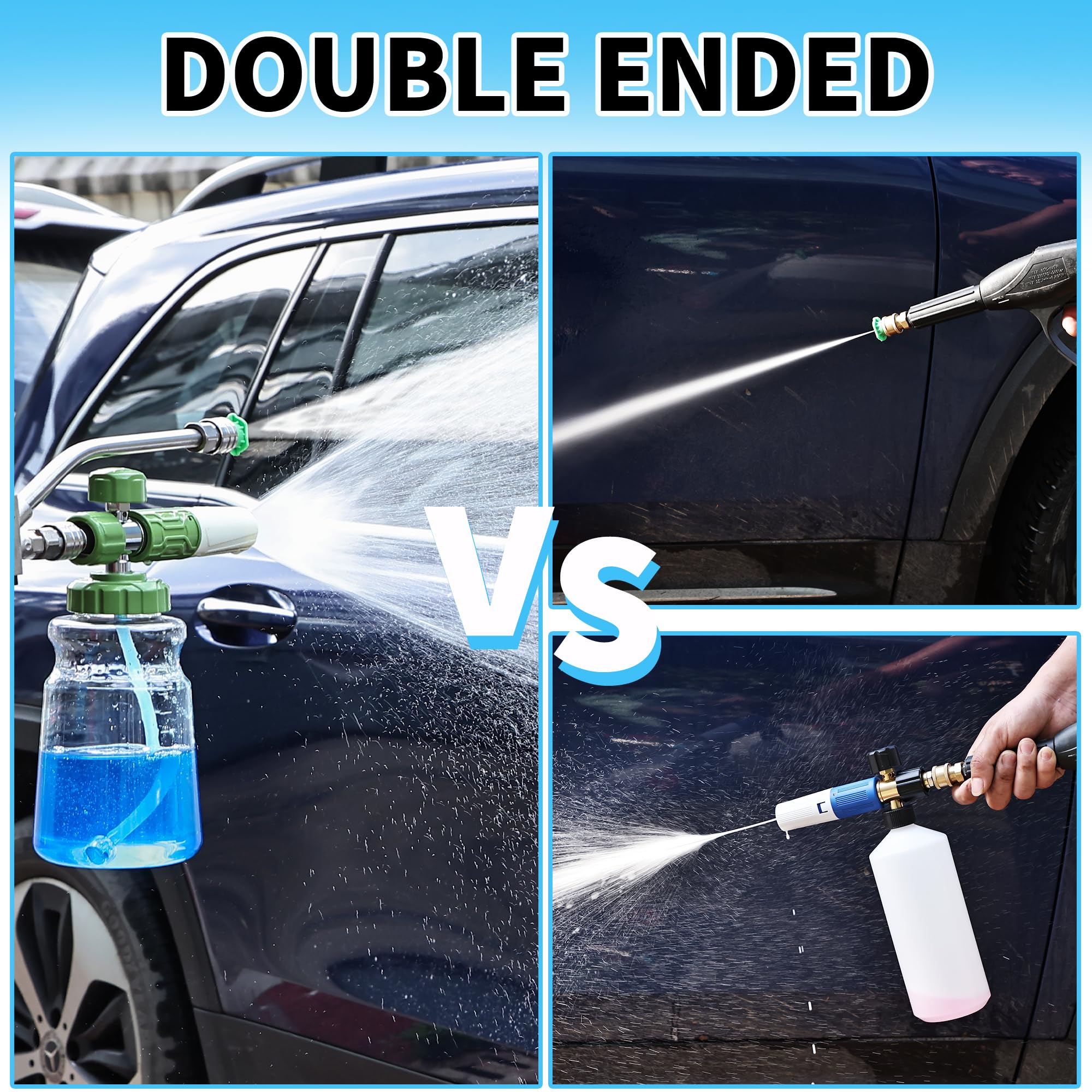 Foam Cannon Dual Connector Accessory,Pressure Washer Double Tip Attachment for Foam Blaster with 7 Power Washer Sprayer Nozzles, 1/4" Quick Connect, 3600 PSI