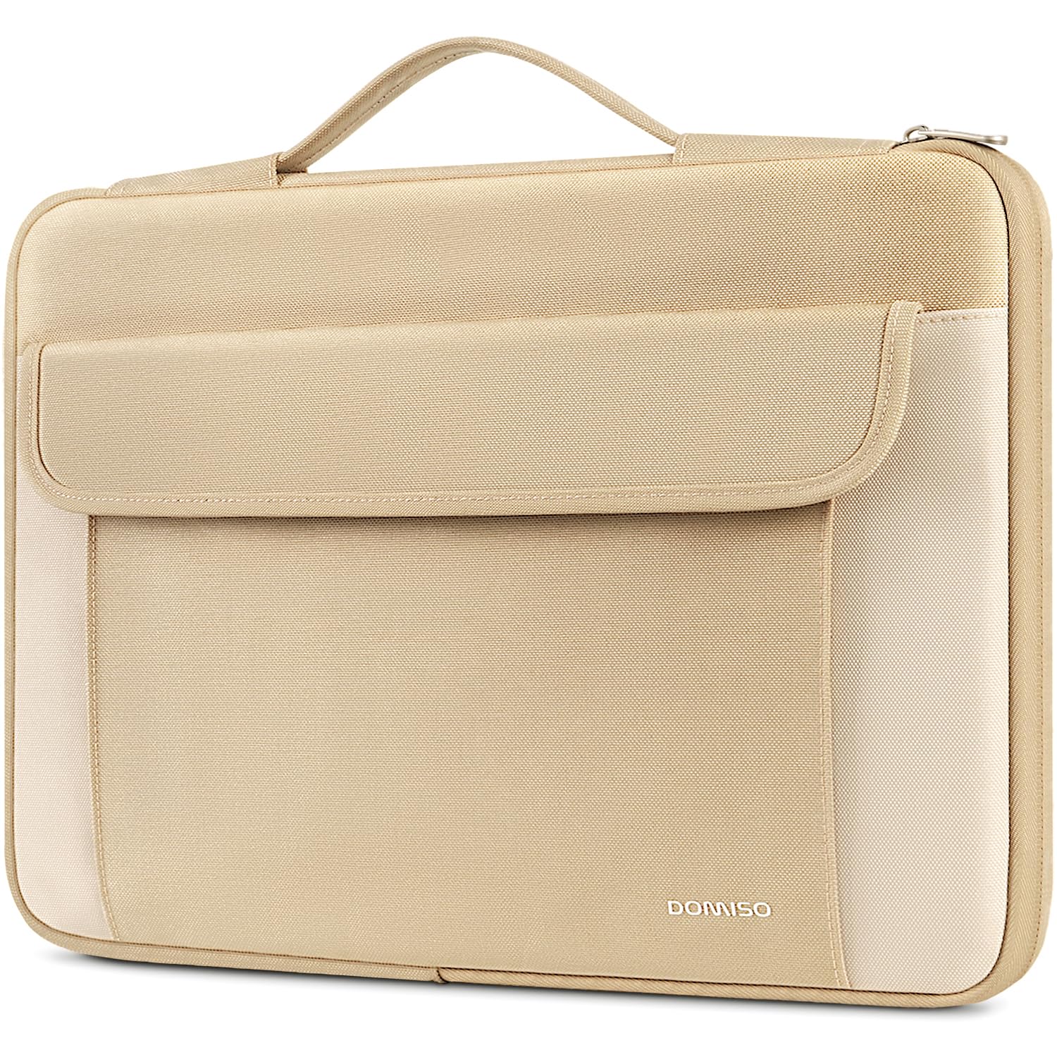 DOMISO Laptophülle 15,6 Zoll mit Ausziehbarem Tragegriff - Wasserabweisend Schutzhülle Tasche für MacBook Pro, Dell XPS 15, HP Envy 15 und andere 15-15,6" Laptops - Beige