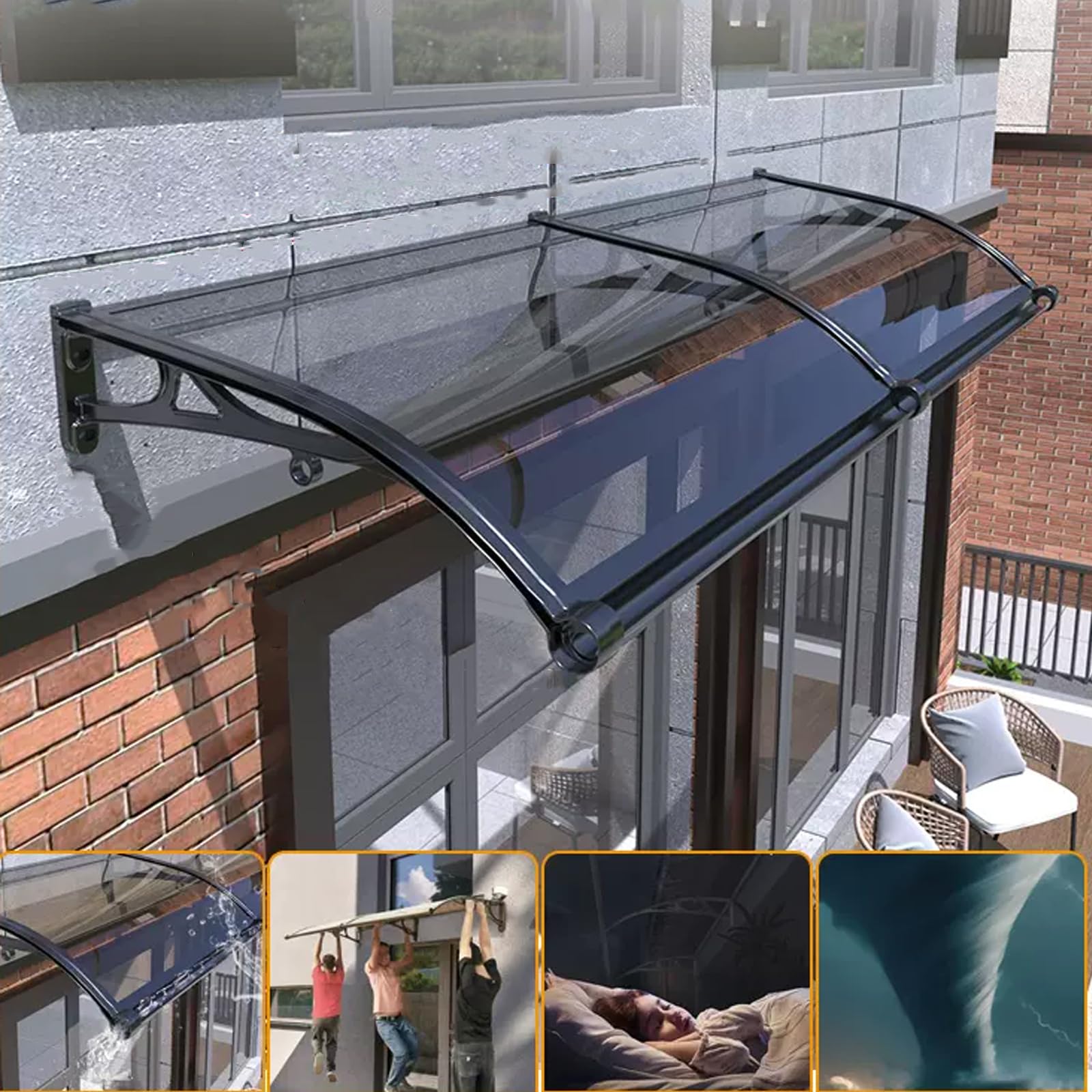 sonnensegel an dachrinne Moderner Sonnenschutz mit großer für den Außenbereich, Garten, 99% UV-Block, Polycarbonat-Abdeckung für Veranda/Terrasse/Dach (60 x 110 cm), Farbe:Chrom Silber Ordnungssystem für die Werkstatt: Fatboy