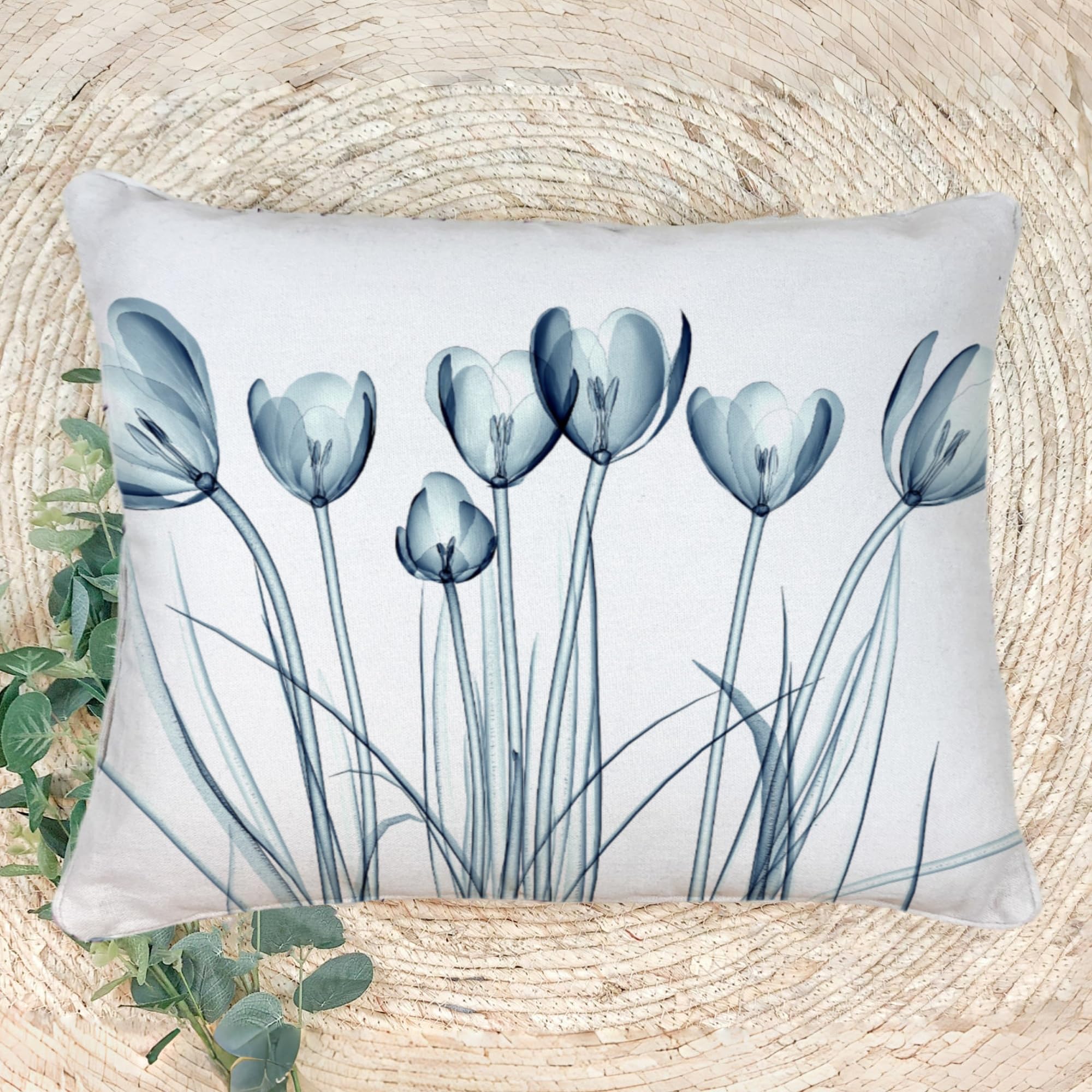 Sladjana Textured Modern Minimalist Pillow Cover with Creative Floral Print, Digital-Printed Square Cushion Cover for Living Room Sofa 16 * 24inch-