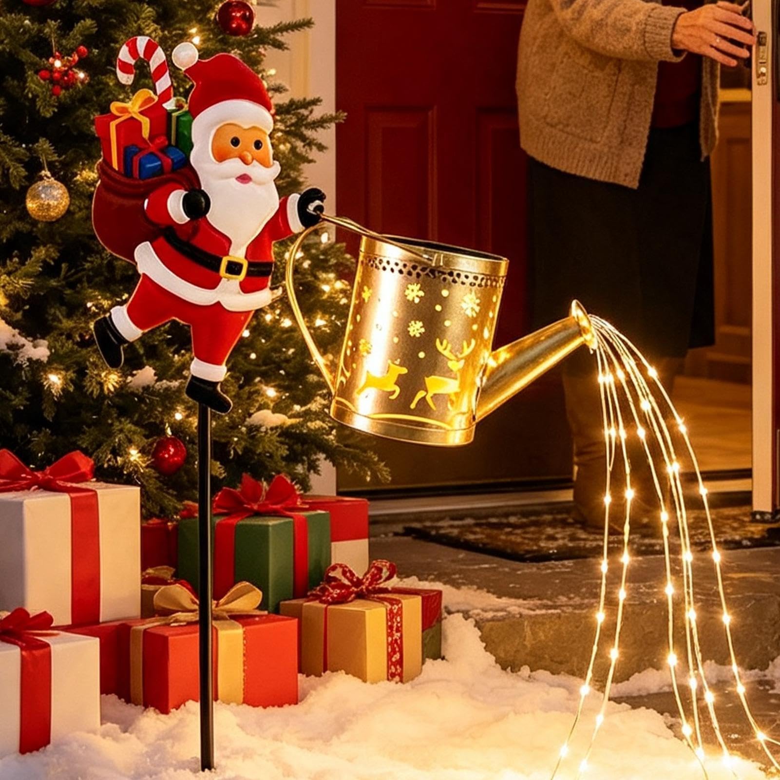 Générique Annaffiatoio Solare Di Natale Paletto Metallo Impermeabile