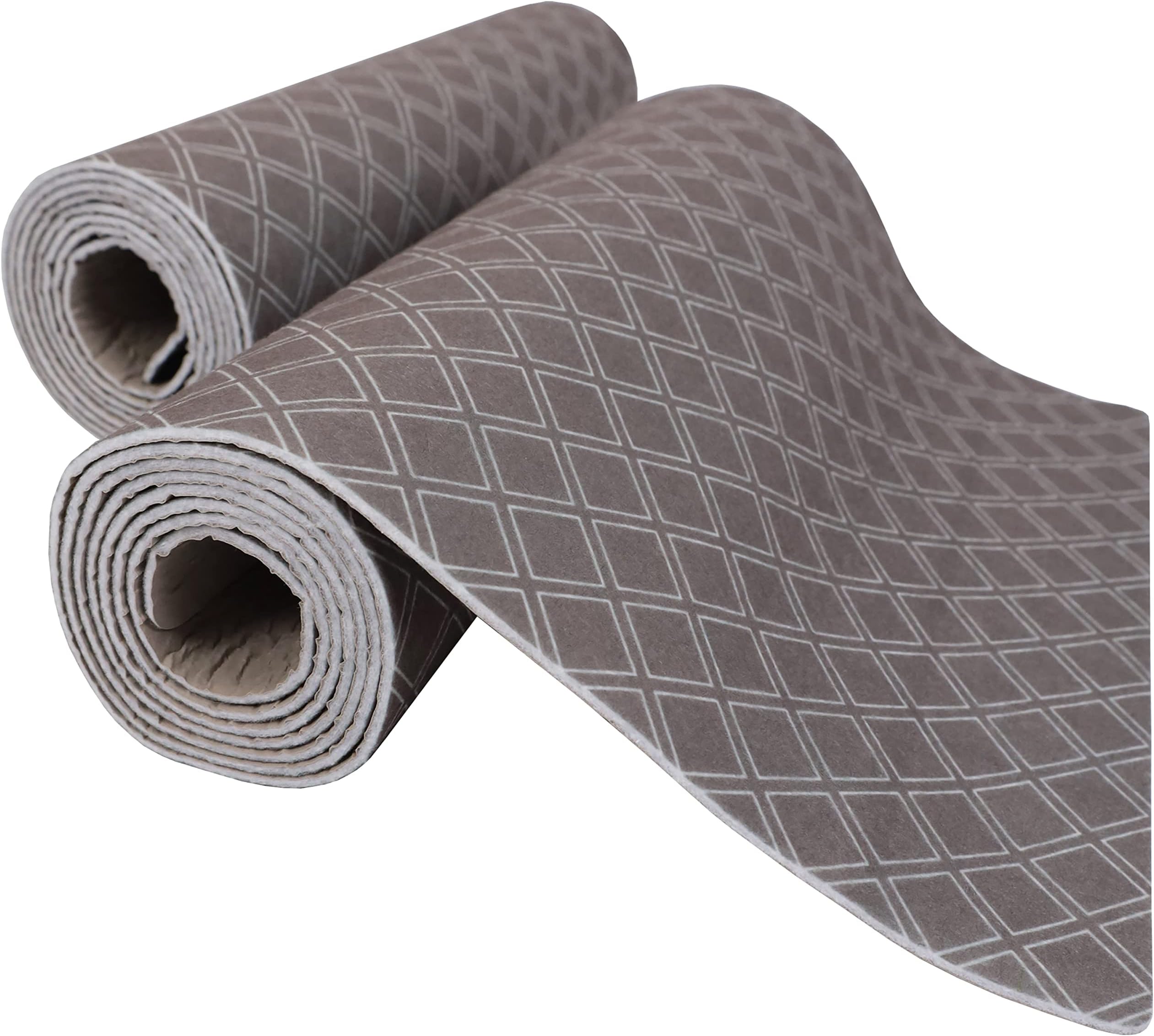 Drymate Premium Luxury Shelf & Drawer Liner, Thick Cushioned Fabric, Non-Adhesive, Absorbent, Waterproof, Slip-Resistant, Liners for Kitchen Cabinets, Cupboards (USA Made)(12”x59”)(2-Pack)(Taupe)