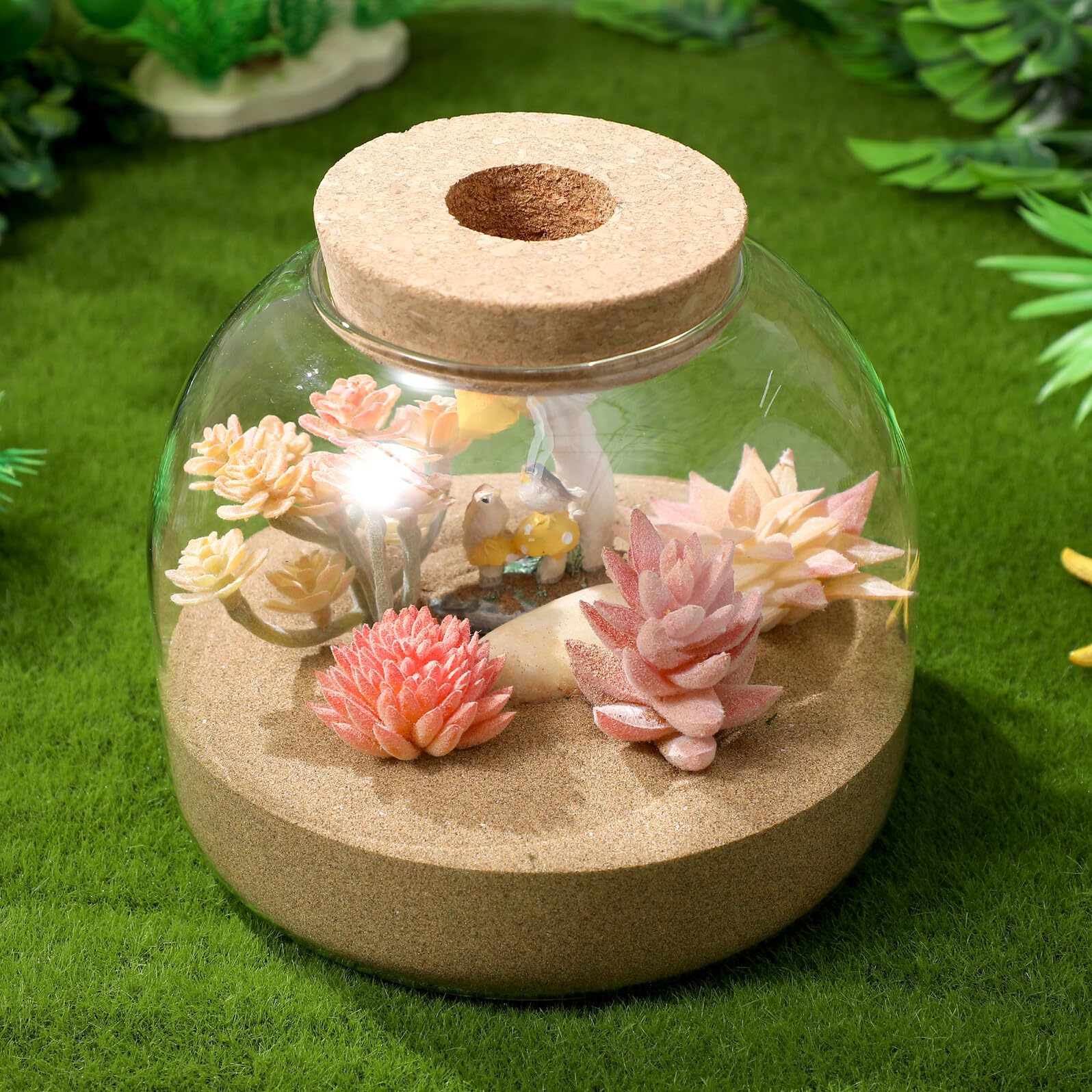 Terrario in Vetro e Legno per Piante Idroponiche con Decorazione Micro Paesaggio per Eventi e Amanti del Fai da Te