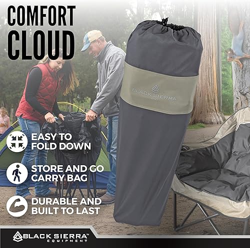 Miniatura 5 de Black Sierra Silla de campamento de gran tamaño para adultos, asiento al aire libre resistente con acolchado de felpa, soporta 400 libras,