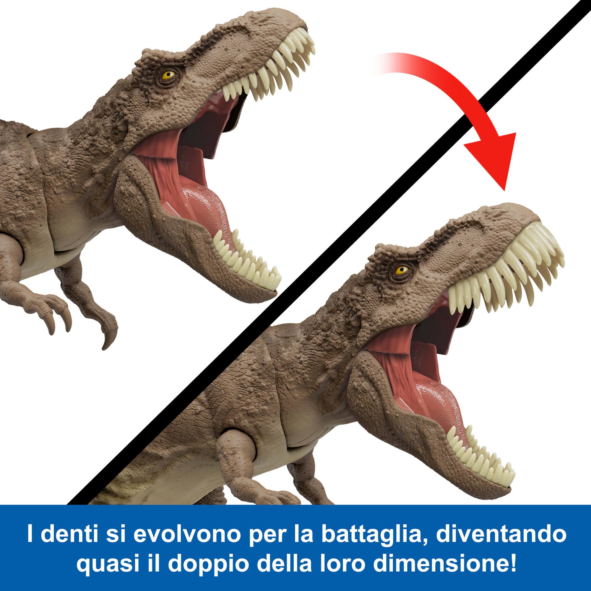 Mattel Jurassic World: Teoria del Caos Netflix - T-Rex Attacco Furioso, dinosauro dal design realistico con aculei evolutivi, ruggito, morso e azione d'attacco inclusi, 4+ anni, HXF54