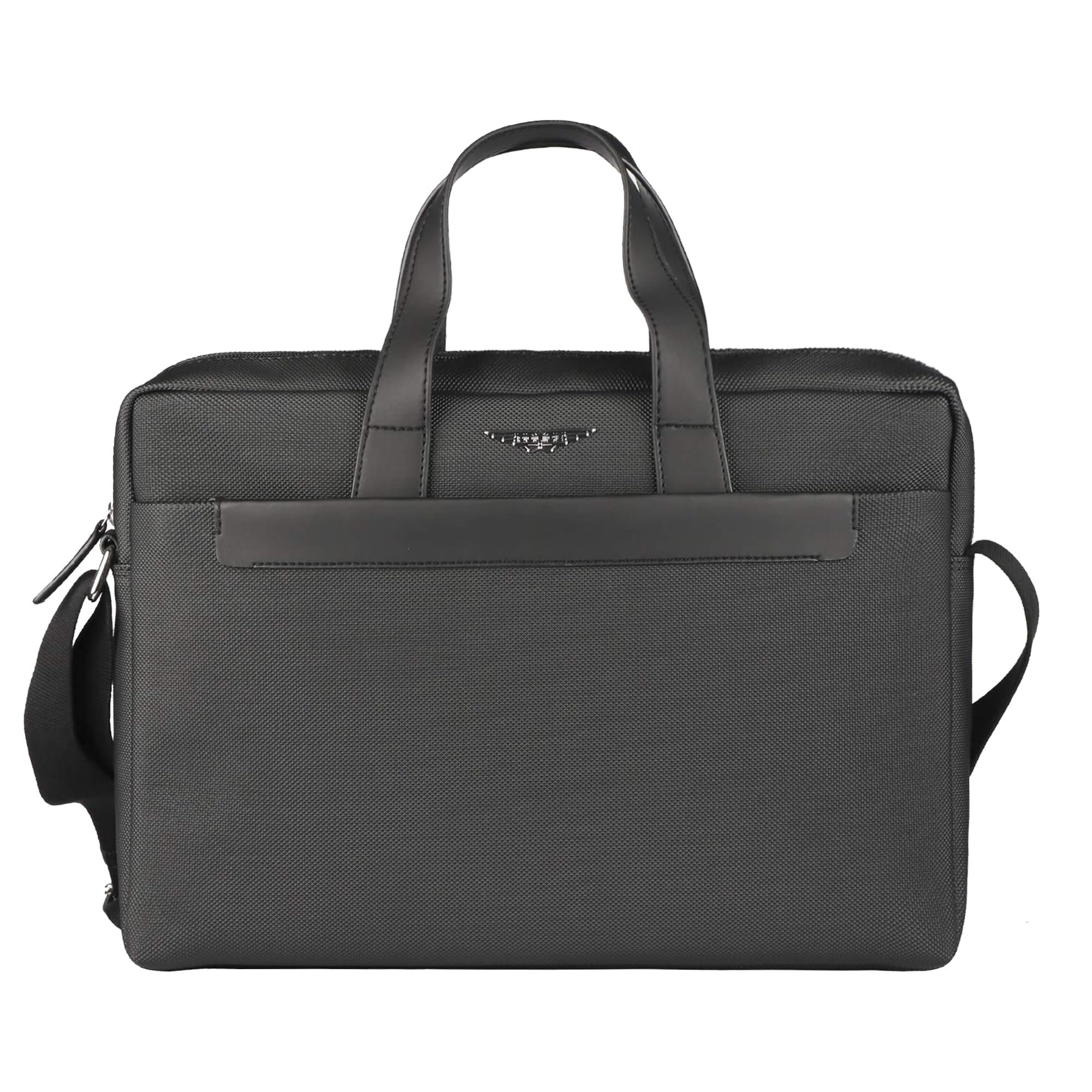 police Laptop Messenger Bag For Men and Women | 14 Inch Briefcase Leather Office Bag For Men With Splashproof And Padded Protection | Multipocket with Adjustable Shoulder Strap - Black-picture-16