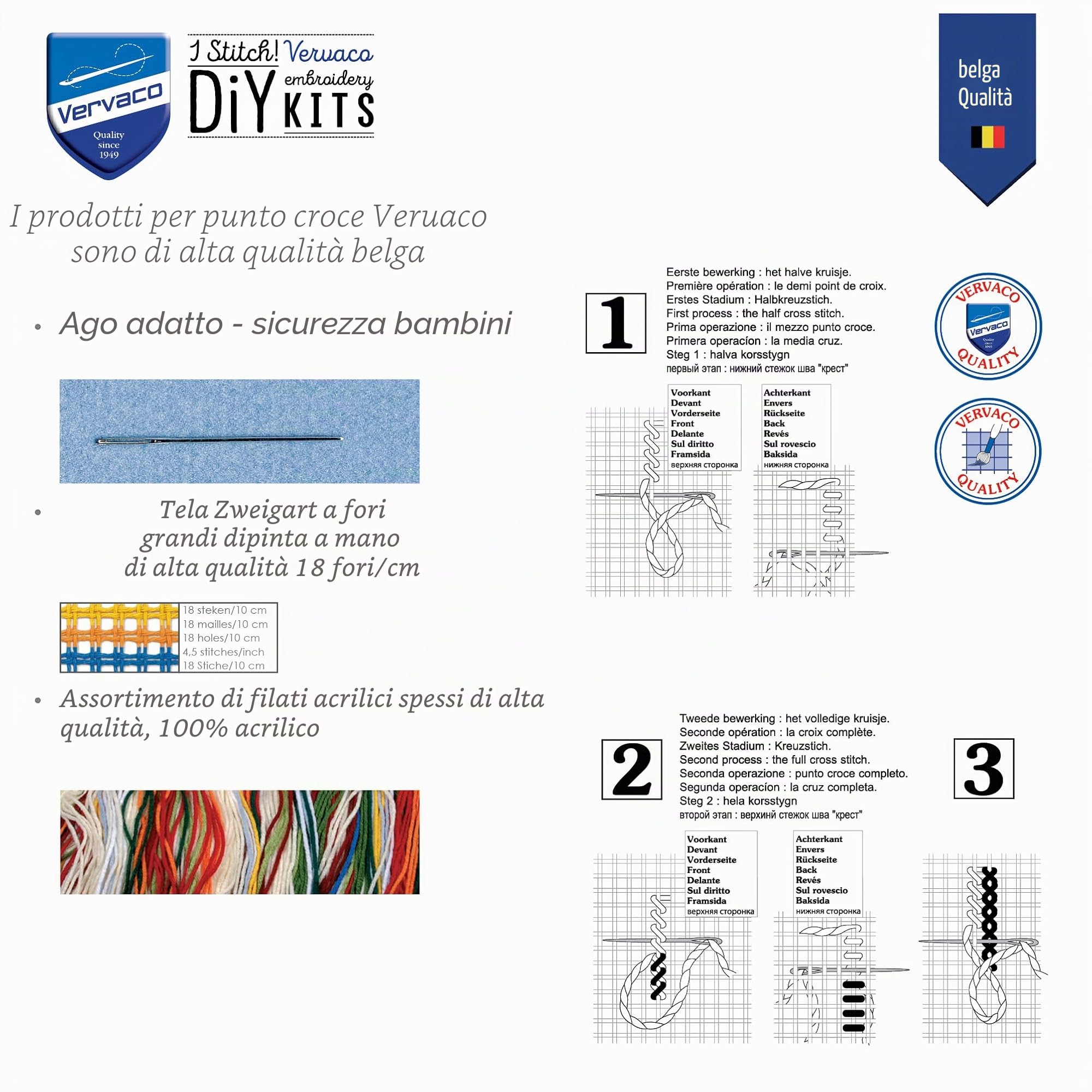 VERVACO Kit Calendario Dell'avvento Punto Croce Prestampato Babbo Natale Set Ricamo Principianti Decorativi per Pareti ca. 40 x 53 cm DIY Natale Decorazioni Casa Particolari Regalo Creativo