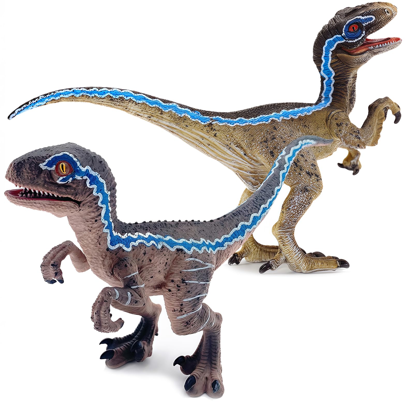 Gemini & Genius Dinosaur Toys Velociraptor Action Figures -Moveable Jaw and Hands -11.5 Length-Gifts, Collection, Birthday Party Supplies, Cake Topper for Kids