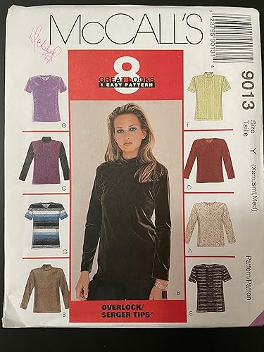 McCall's 9013 Patrones de costura para señoritas talla Y (XS-SM-Med)