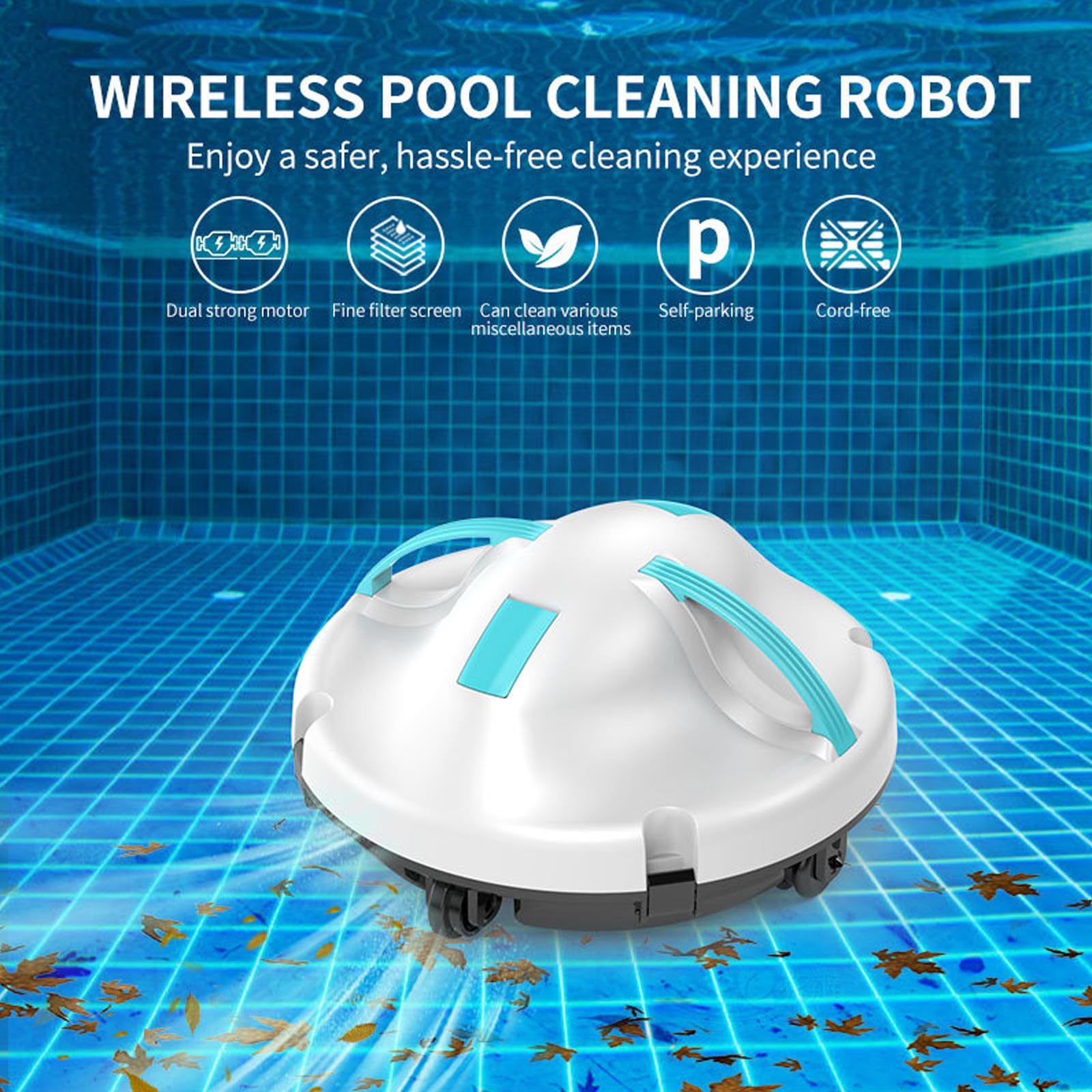 Odkurzacz Basenowy Wodoodporny Ipx8, Bezprzewodowy Robot Do Odkurzania BasenóW, Maszyna CzyszcząCa Z PodwóJnym Silnikiem