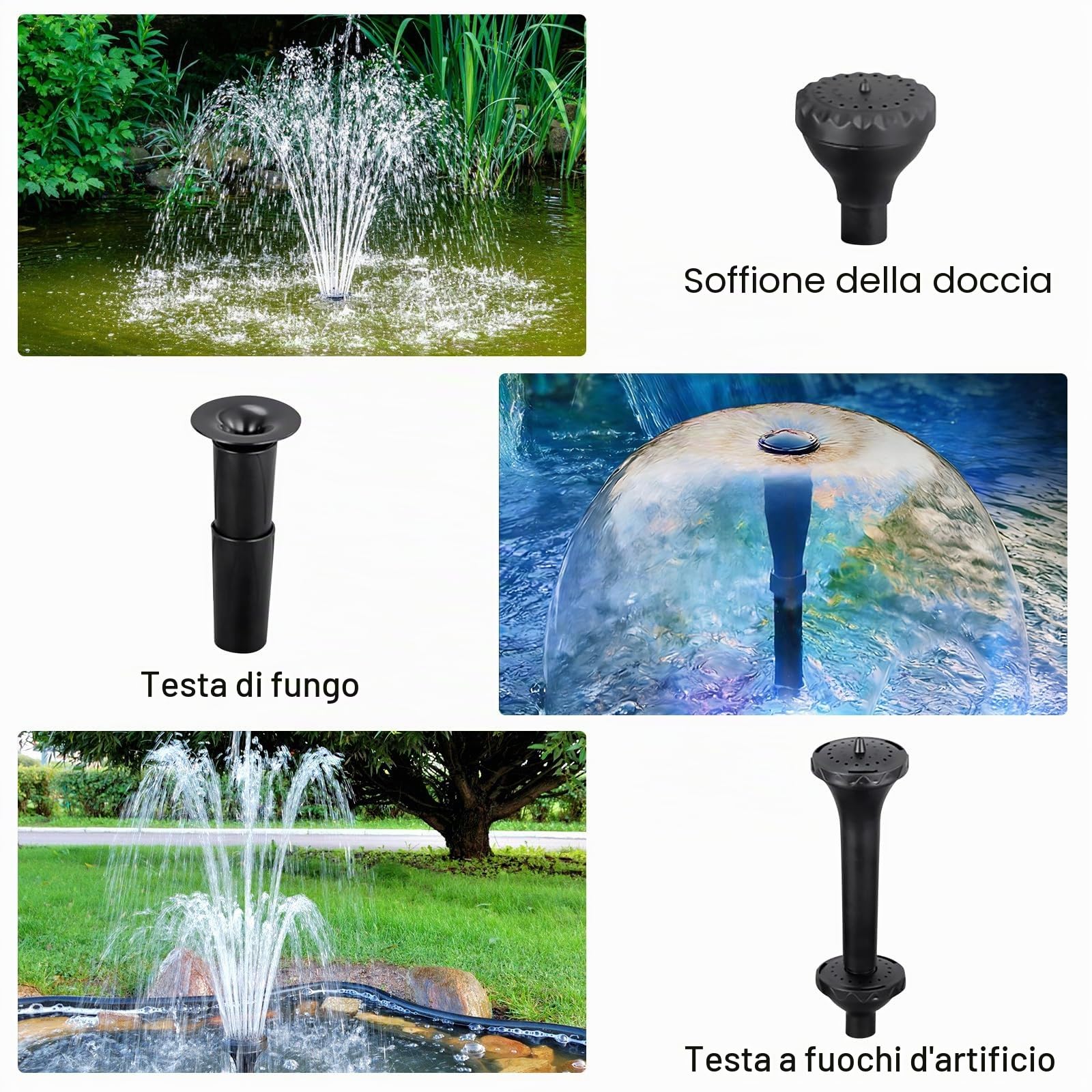 PORFOYO Pompa per fontana esterna 220 V, pompa per laghetto con filtro, pompa per fontana, piccola con luce, pompa per giochi d'acqua, pompa per laghetti, laghetti, fontane silenziose, 2000 l/h 25 W