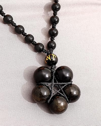 Miniatura 7 de Jewever Collar con dije de ojo de tigre hecho a mano en forma de estrella ajustable con piedras preciosas de energía curativa, cuentas de 0.472 in,