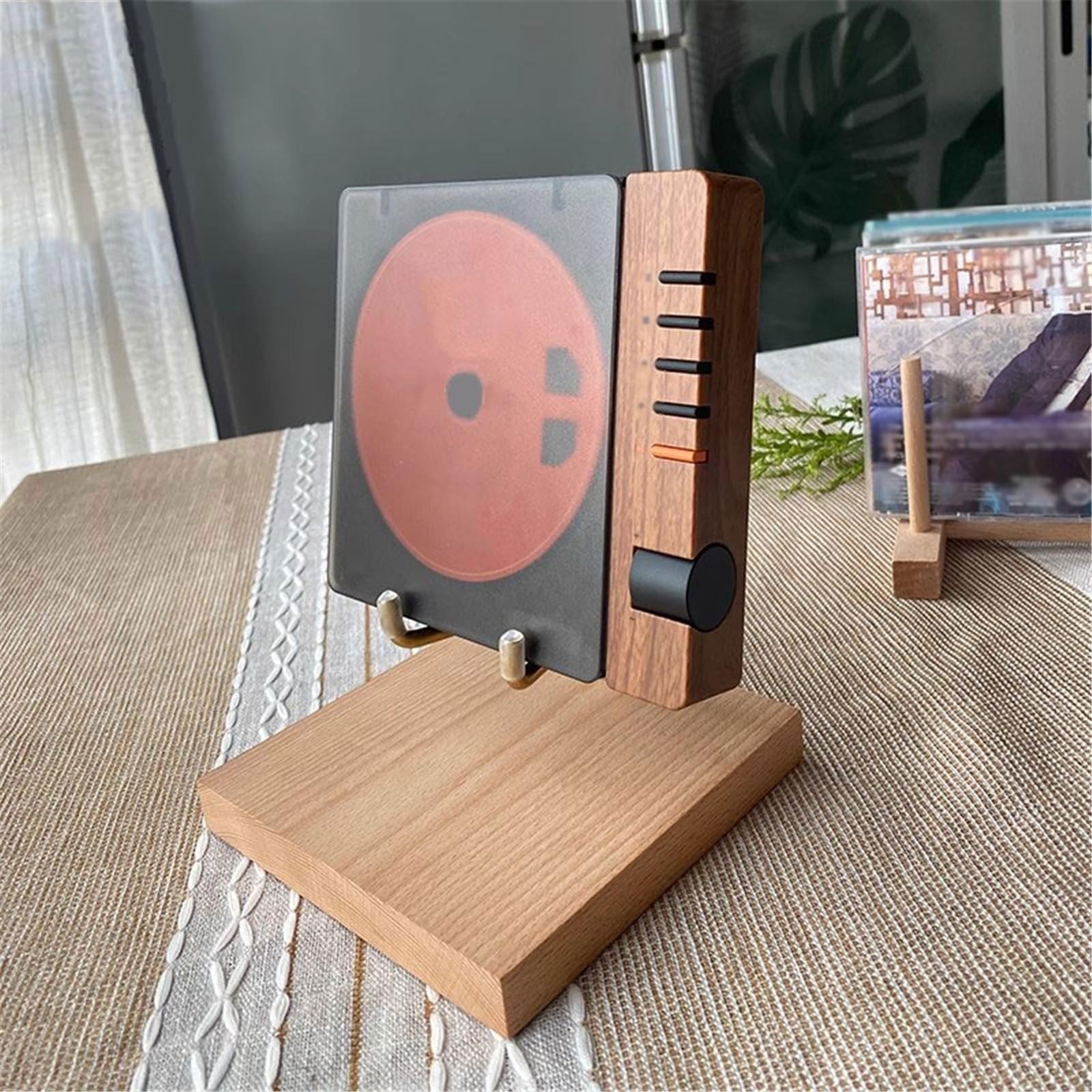 Espositore per CD, in legno, in vinile, per la casa, scaffale da tavolo per album, organizer a 5 ripiani per CD, design compatto e salvaspazio