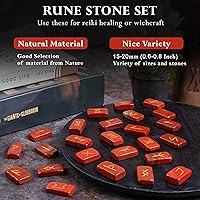 Vista 3 de Crocon Runas de piedras preciosas de forma rectangular con 25 piezas, juego de runas de cristal de adivinación metafísica curación chakra Reiki Set