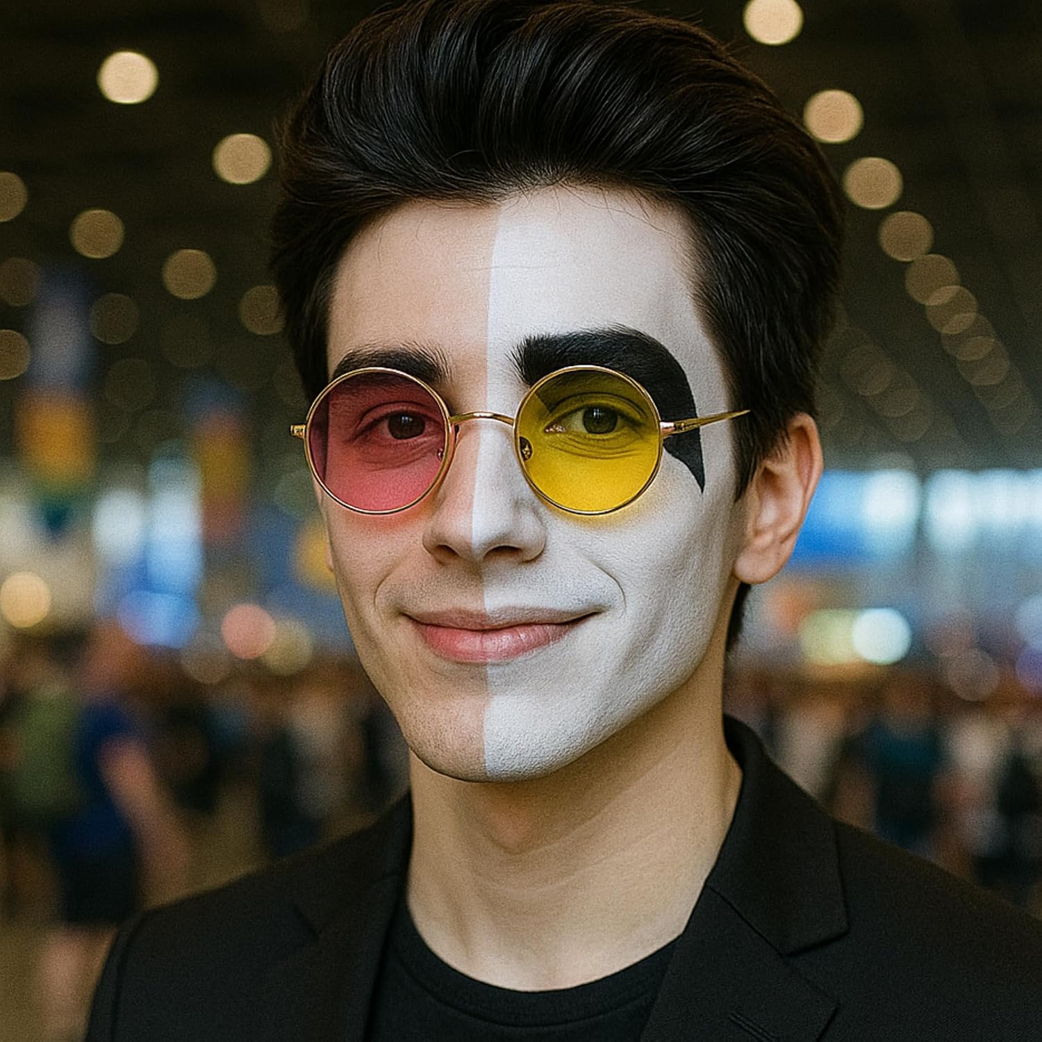 ASVP Shop Spamton Pink & Yellow Round Circle Sunglasses Deltarune Cosplay Halloween Costume Glasses