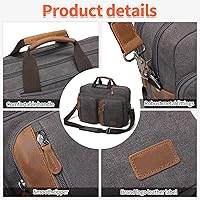 Vista 5 de Bolsa de mensajero para hombre de 17.3 pulgadas de lona/cuero para portátil, mochila para hombre, maletín para computadora, bolsa de hombro Marrón