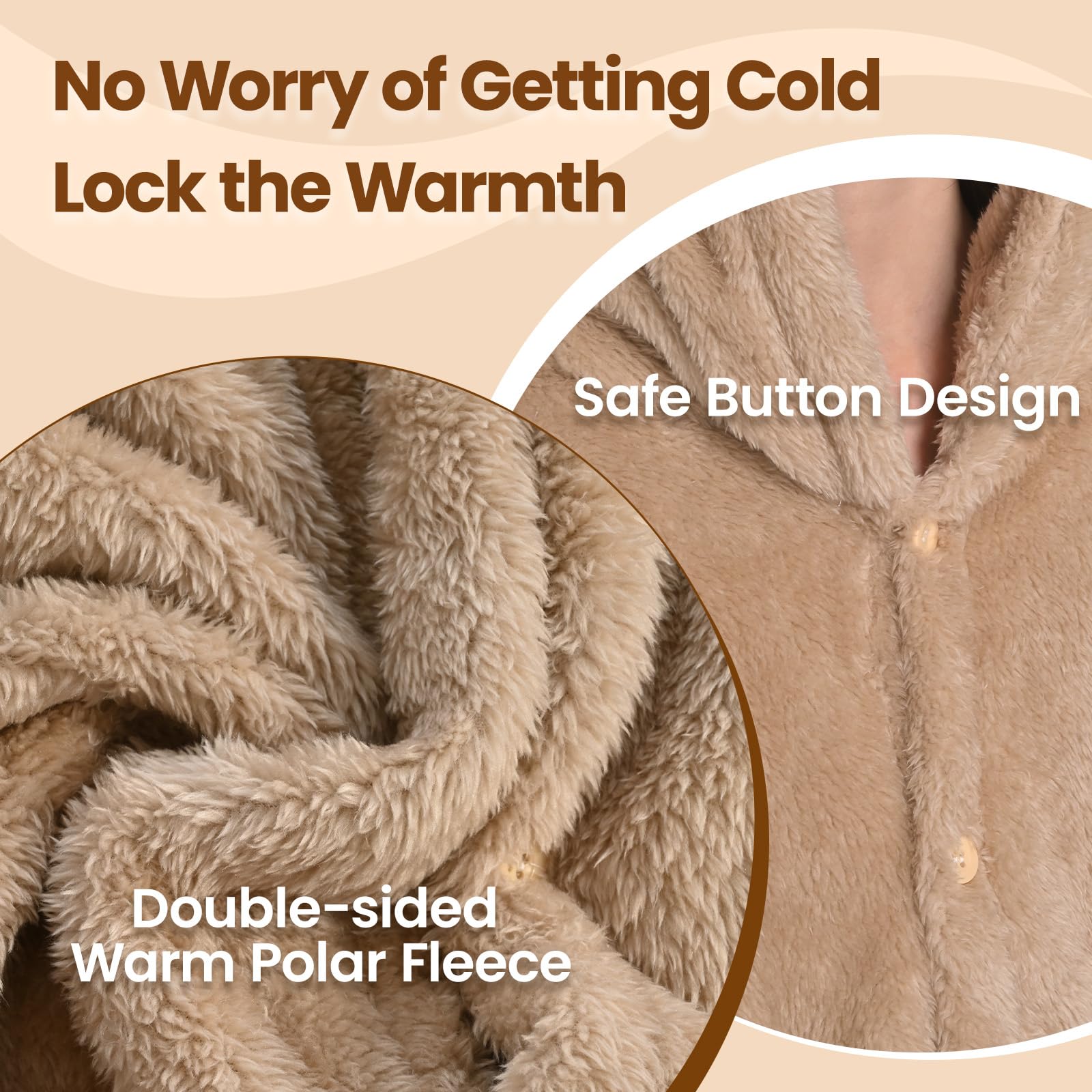 Bearhug Wearable Blanket Hoodie for Kids Soft Cozy Fleece Bear Costume Animal Onesies Pajamas Halloween Christmas Cosplay Costume for Girls Boys XS