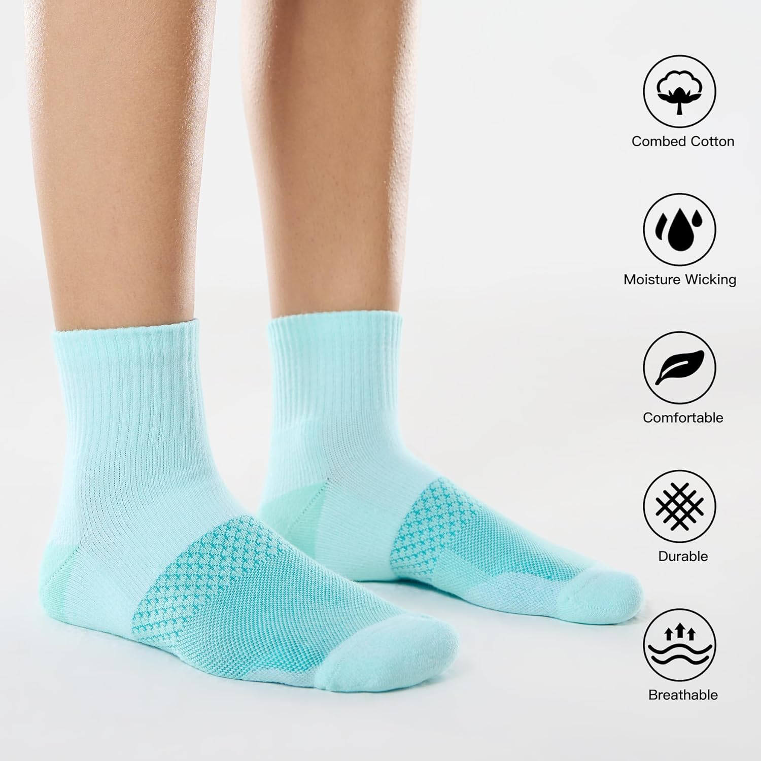 CS CELERSPORT 5 Pairs Women's Ankle Socks Running Athletic Sport Socks with Cushion - Image 3