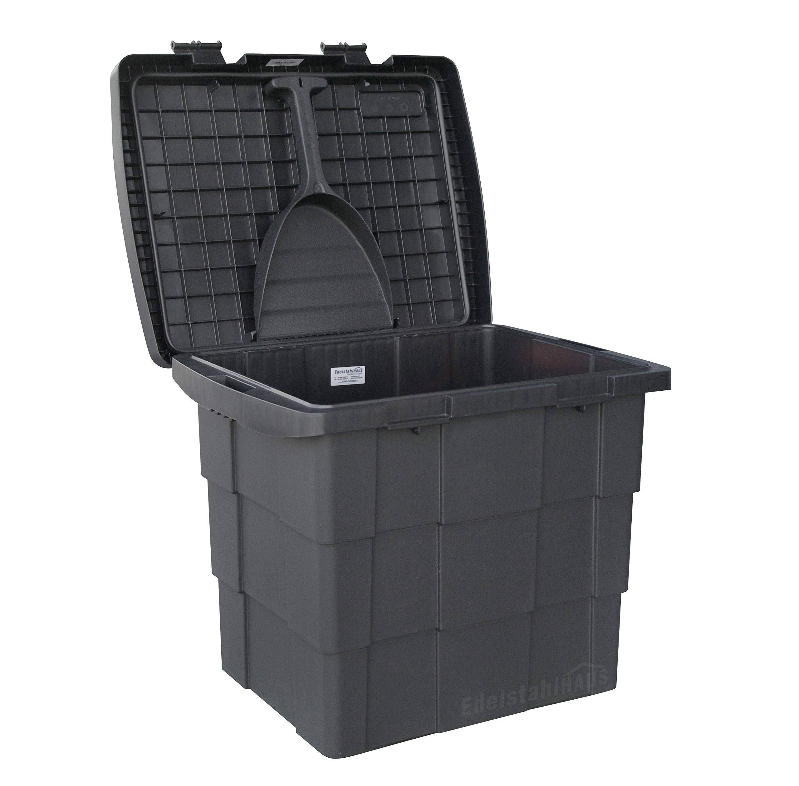 DAKEN SB108 - Recipiente para esparcir alimentos con pala (108 L), color negro