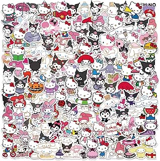 Yuyul 200pcs Kawaii Sanrio Stickers, Anime Stickers, Hello Kitty Stickers and Friends, My Melody and Kuromi Stickers, Cinnamoroll, Keroppi, Pompompurin Vinyl Decals for Laptops, Bumpers, Skateboards, Water Bottles, Computers,Phone, Adults, Teens