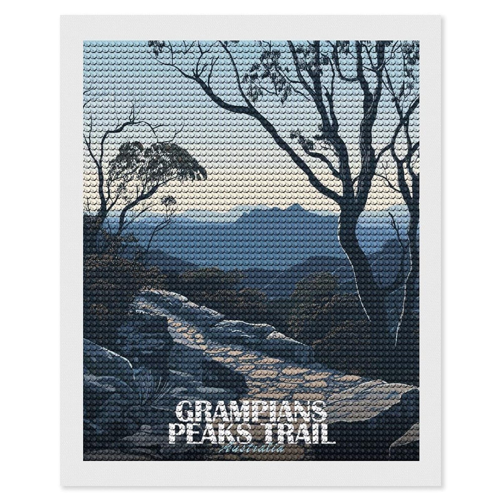 Junmoney Grampians Peaks Trail Australia Full Drill Diamond Painting Kit 16"x20", for Teens, Adhesive Canvas, Bedroom Decor, Holiday Gift Idea