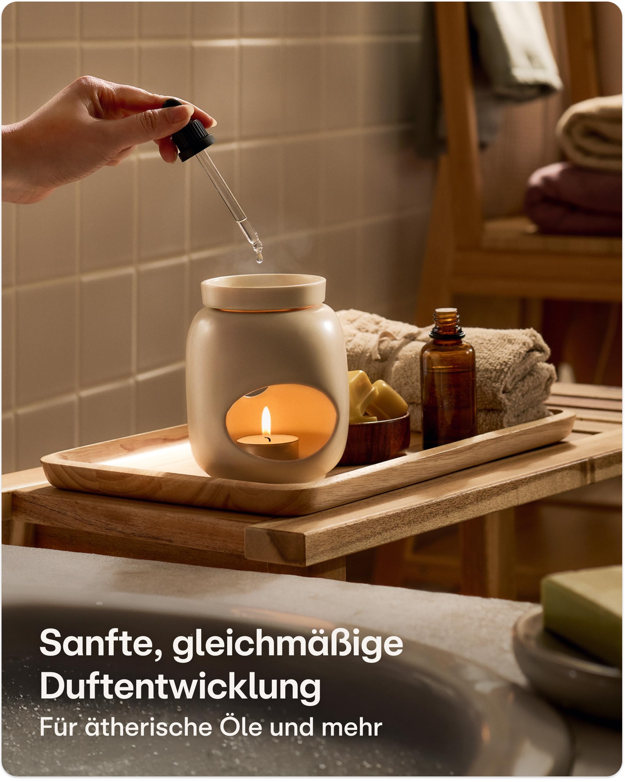 Praknu Duftlampe für Ätherische Öle aus Keramik 75 ml – Aromalampe